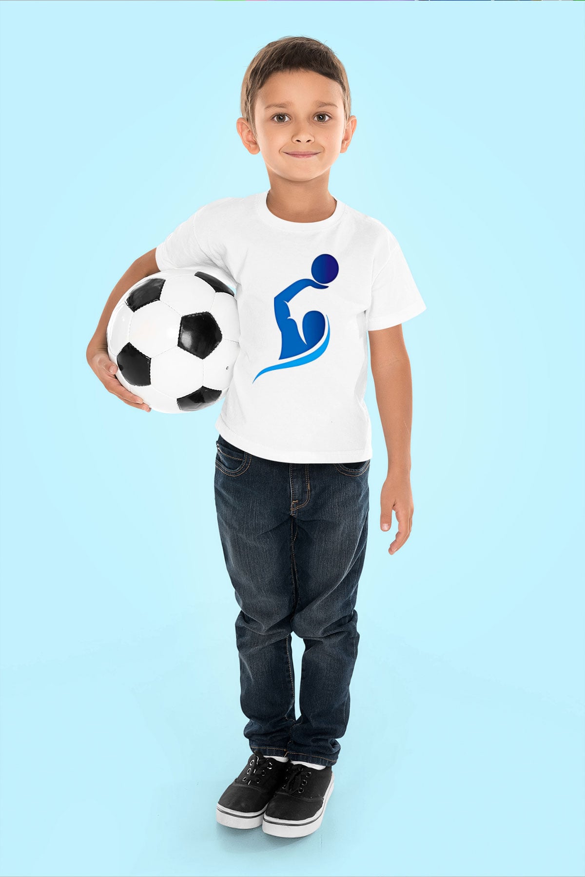 Su Topu Baskılı Unisex Beyaz Çocuk Tişört - Tshirt