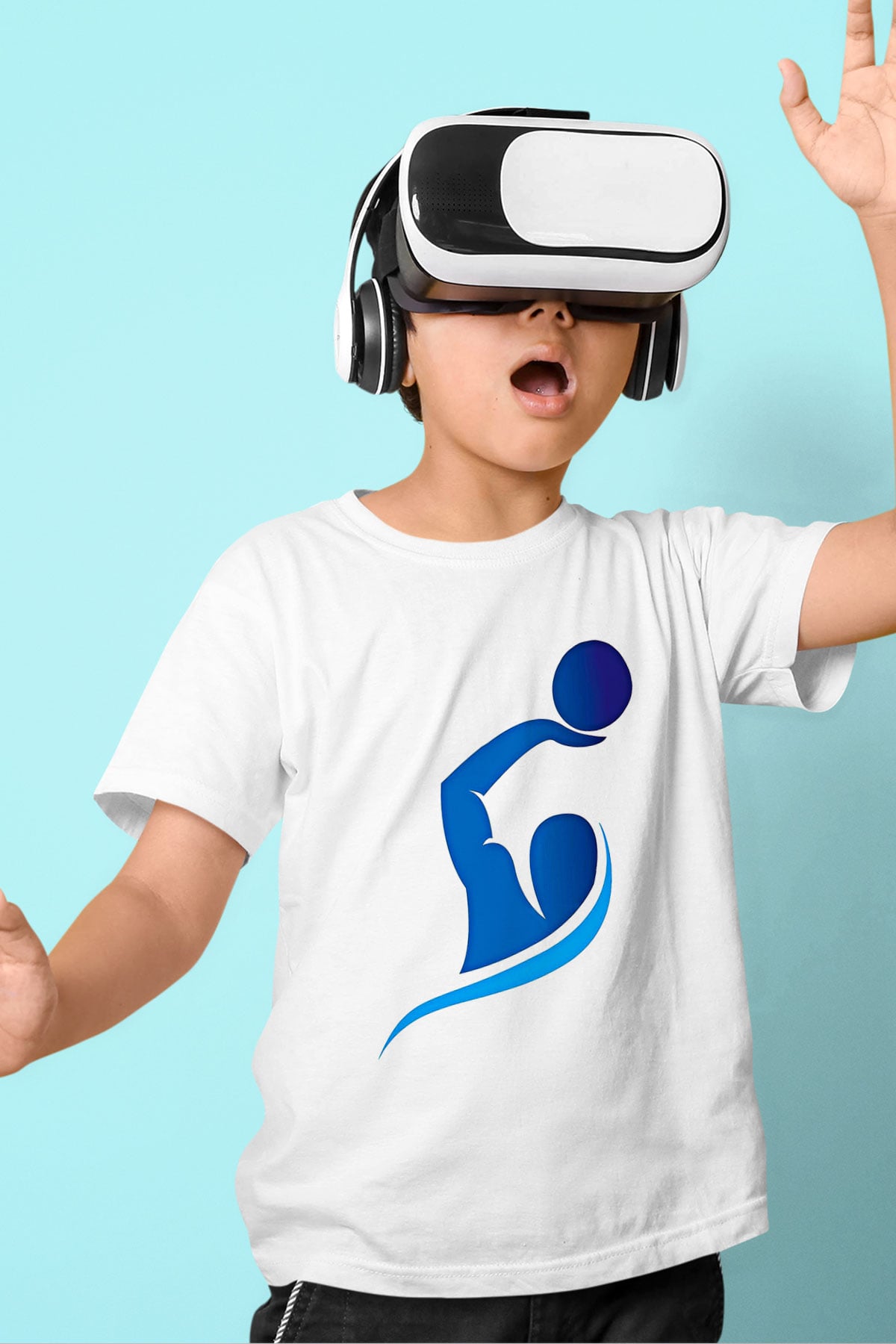 Su Topu Baskılı Unisex Beyaz Çocuk Tişört - Tshirt