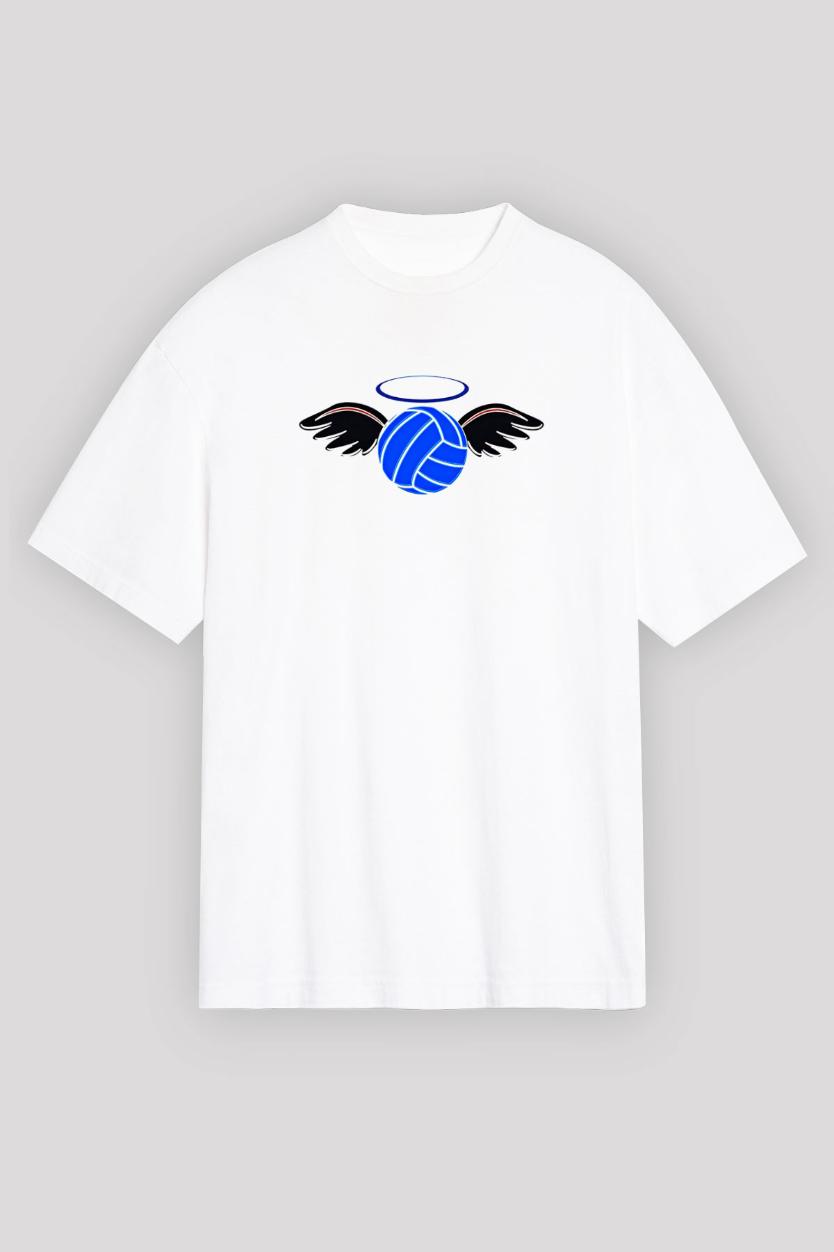 Su Topu Baskılı Unisex Beyaz Oversize Tişört - Tshirt