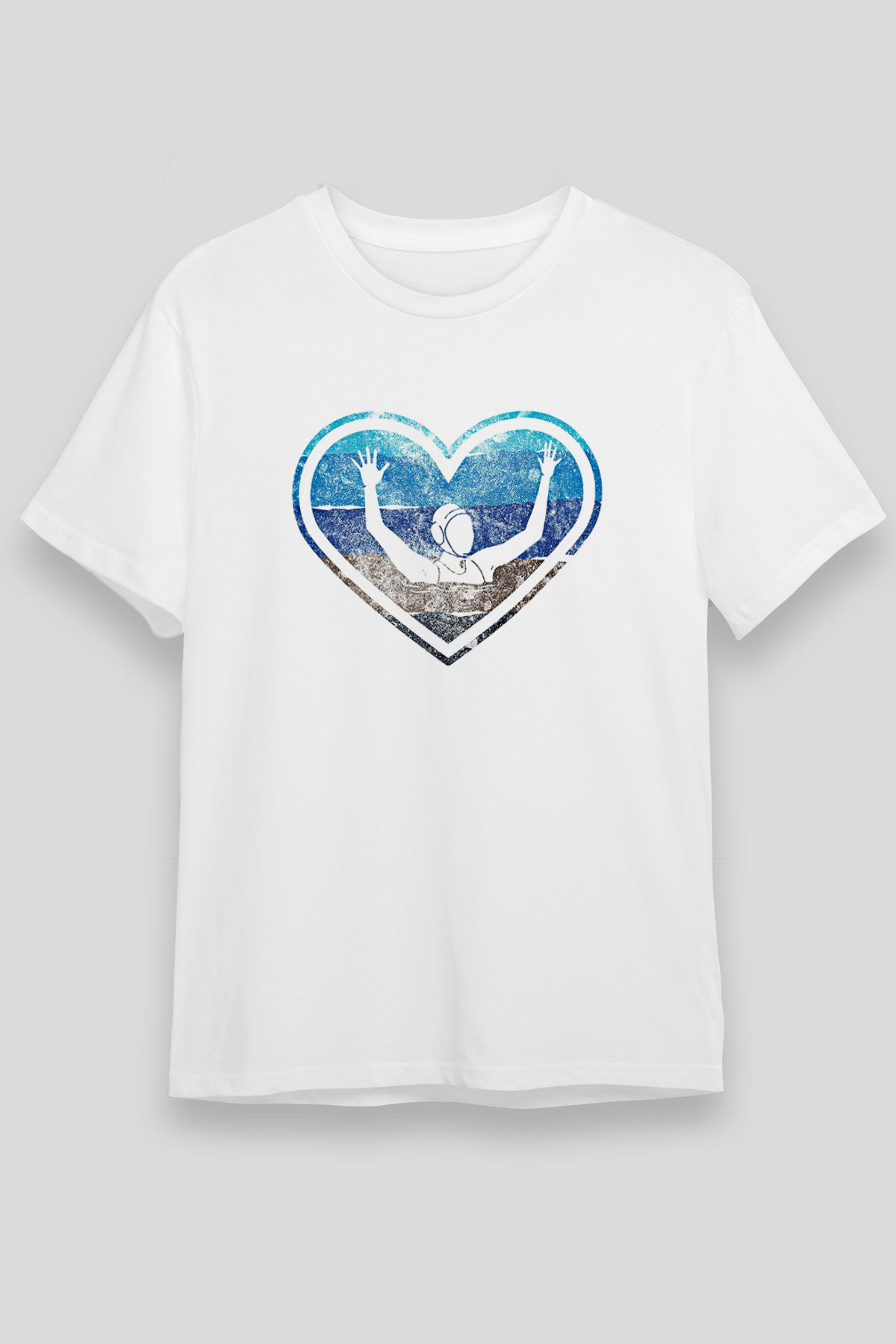Su Topu Baskılı Unisex Beyaz Tişört - Tshirt
