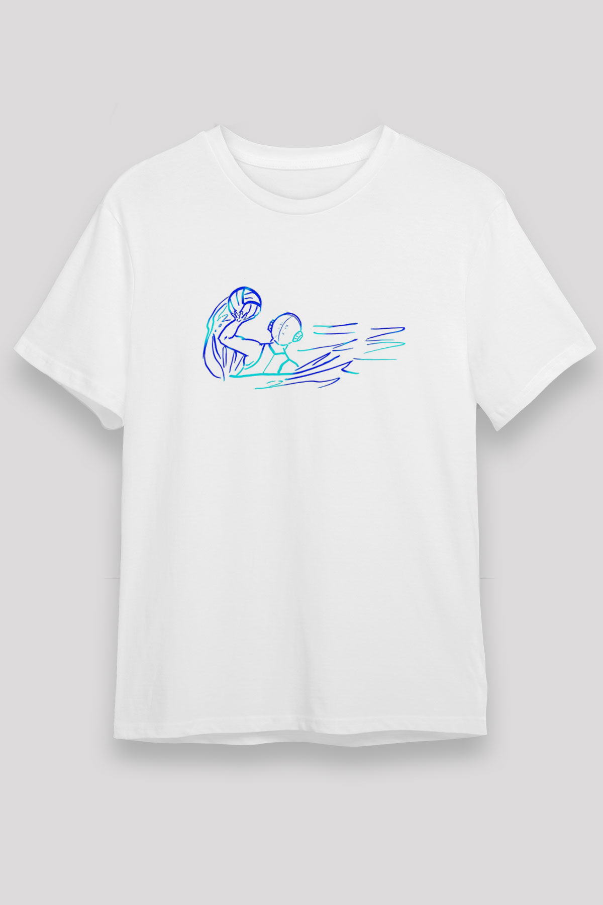 Su Topu Baskılı Unisex Beyaz Tişört - Tshirt