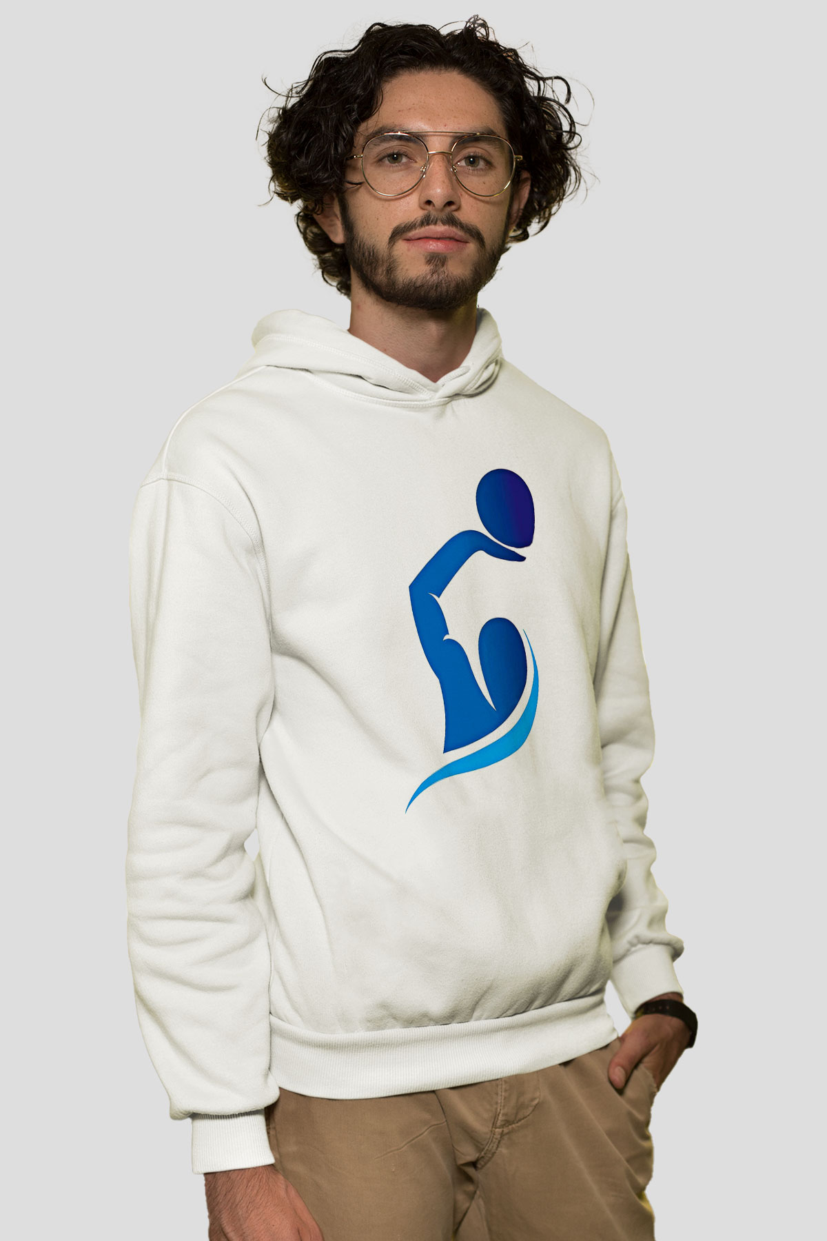 Su Topu Baskılı Unisex Ekru Hoodie