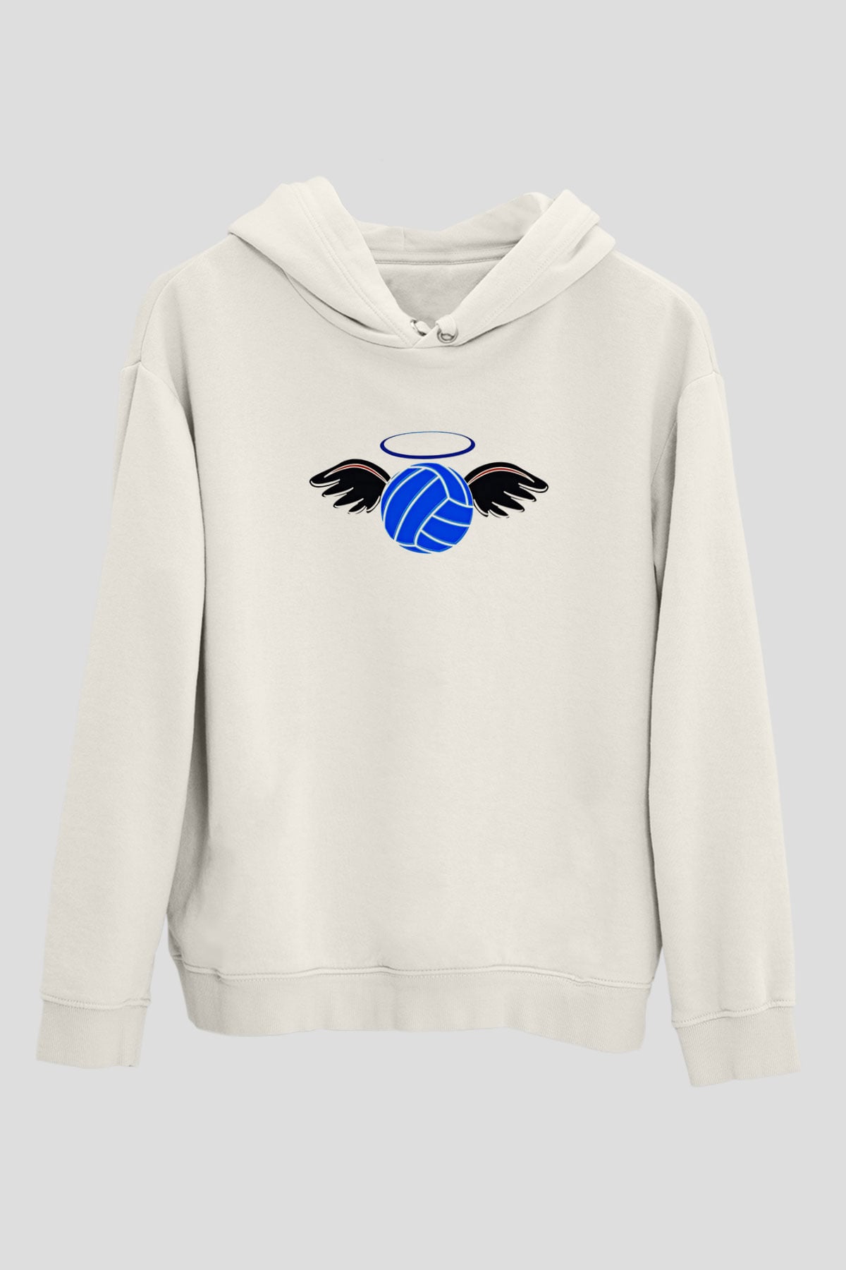 Su Topu Baskılı Unisex Ekru Hoodie