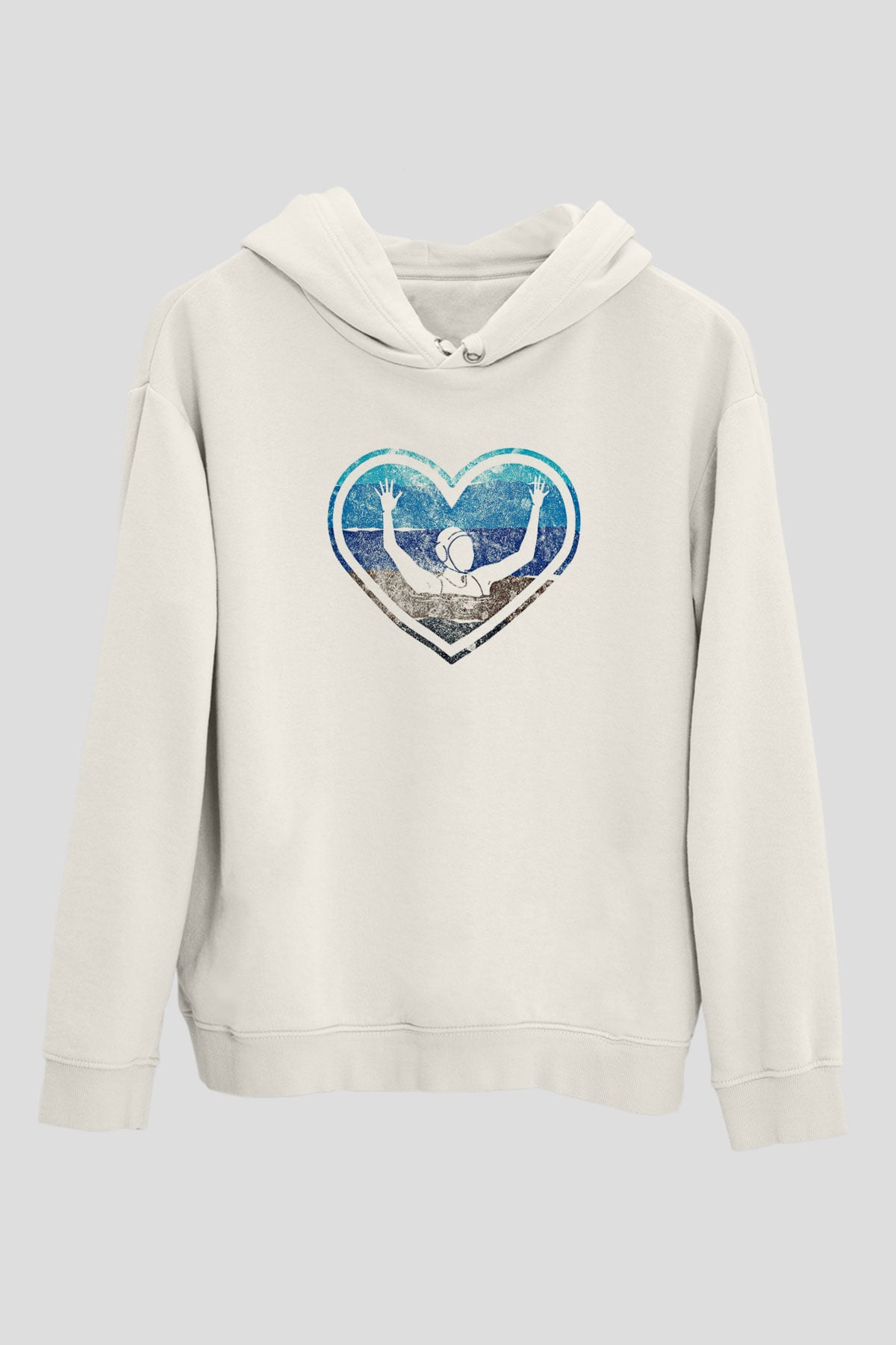 Su Topu Baskılı Unisex Ekru Hoodie