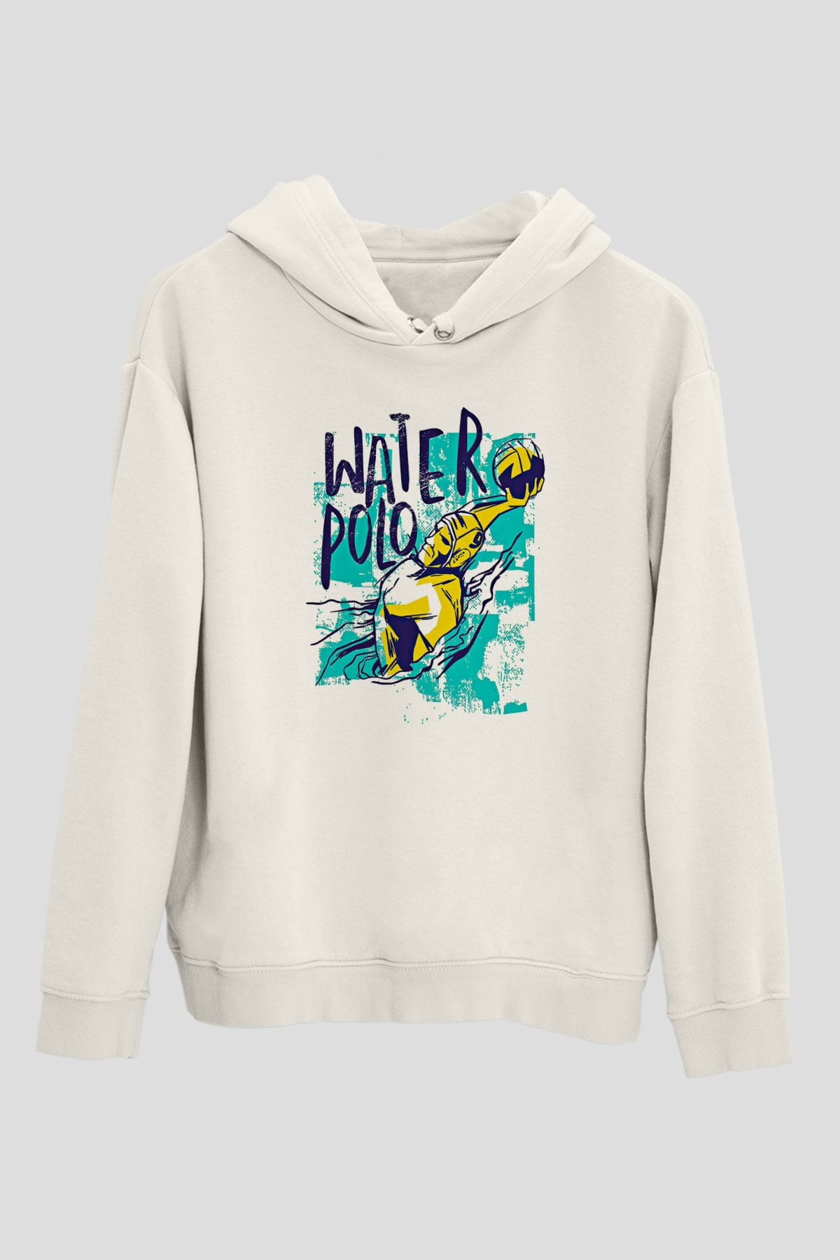 Su Topu Baskılı Unisex Ekru Hoodie