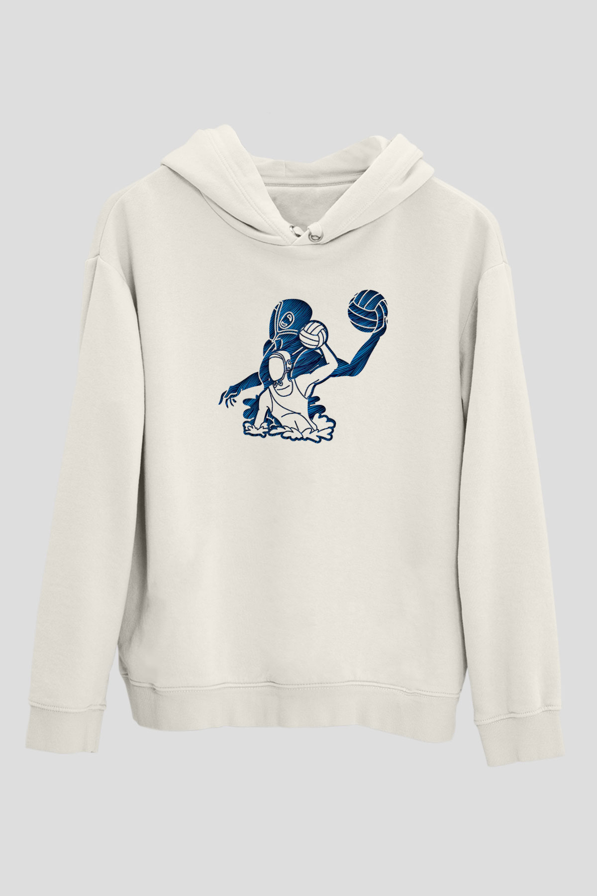 Su Topu Baskılı Unisex Ekru Hoodie