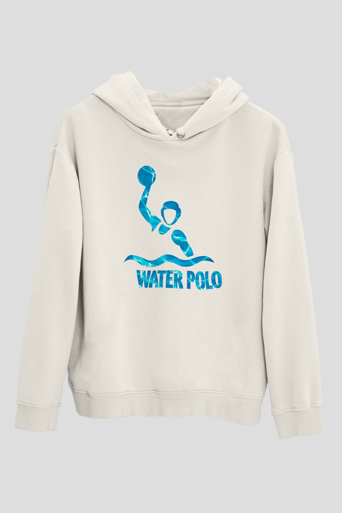 Su Topu Baskılı Unisex Ekru Hoodie
