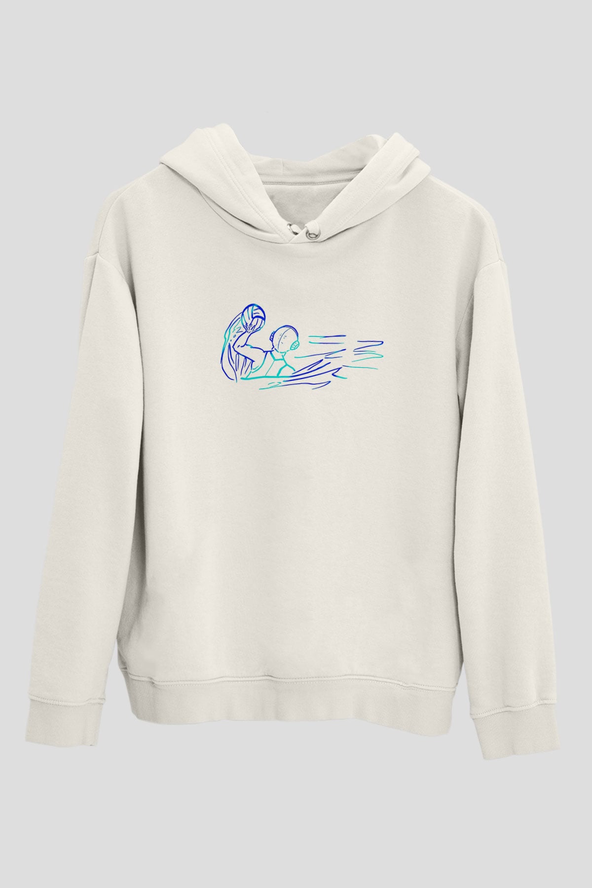 Su Topu Baskılı Unisex Ekru Hoodie