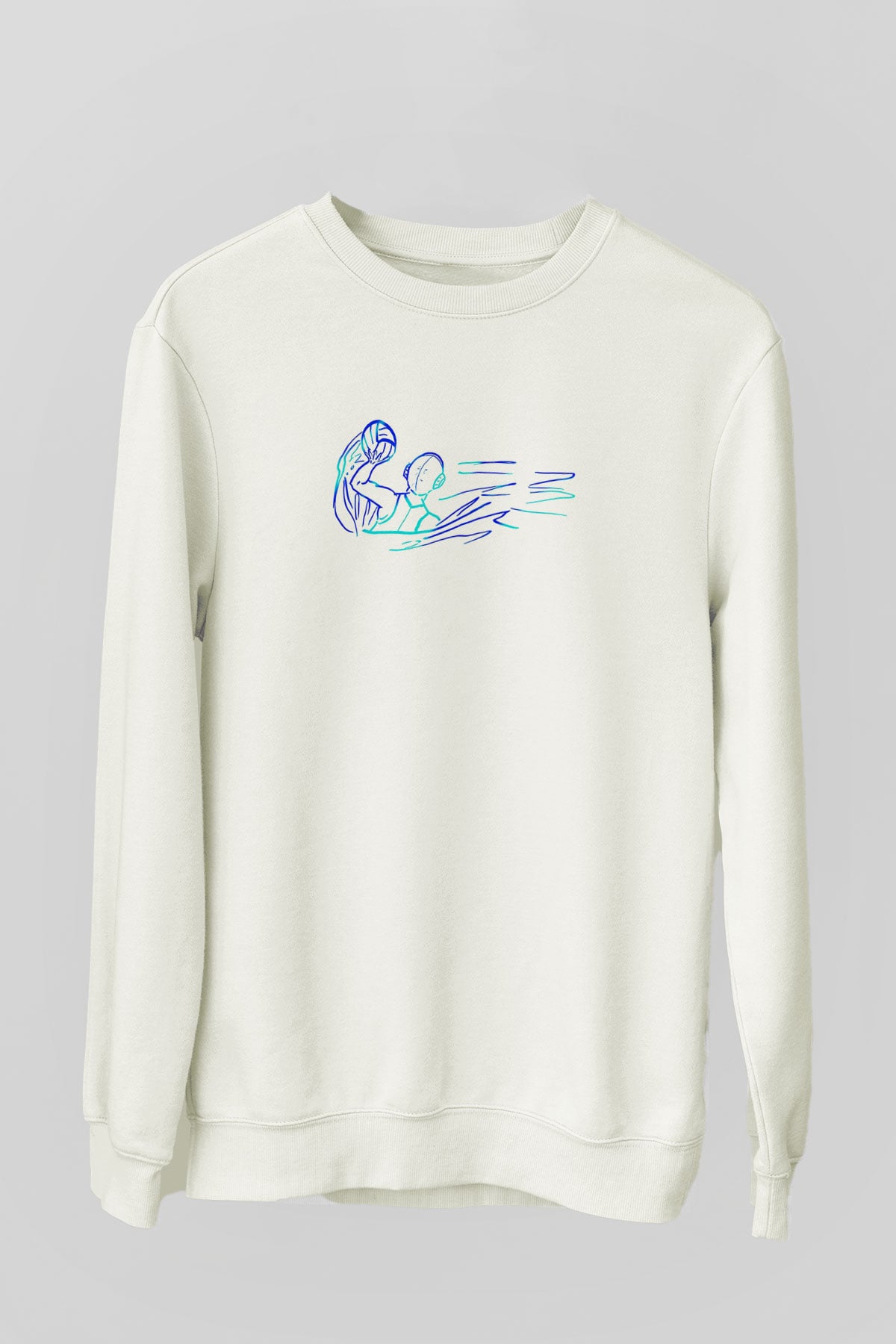 Su Topu Baskılı Unisex Ekru Sweatshirt