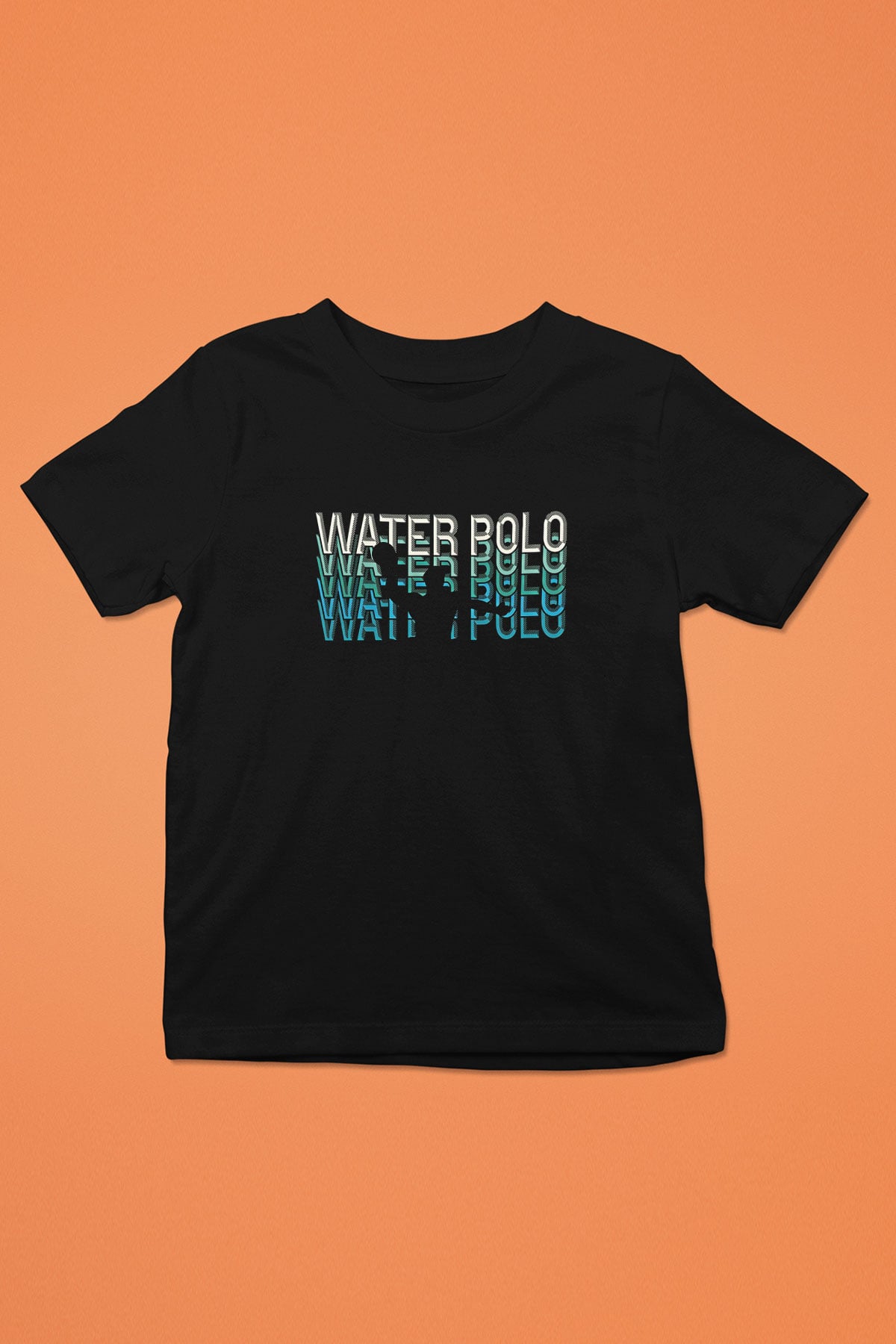 Su Topu - Water Polo Baskılı Unisex Siyah Çocuk Tİşörtü - Tshirt