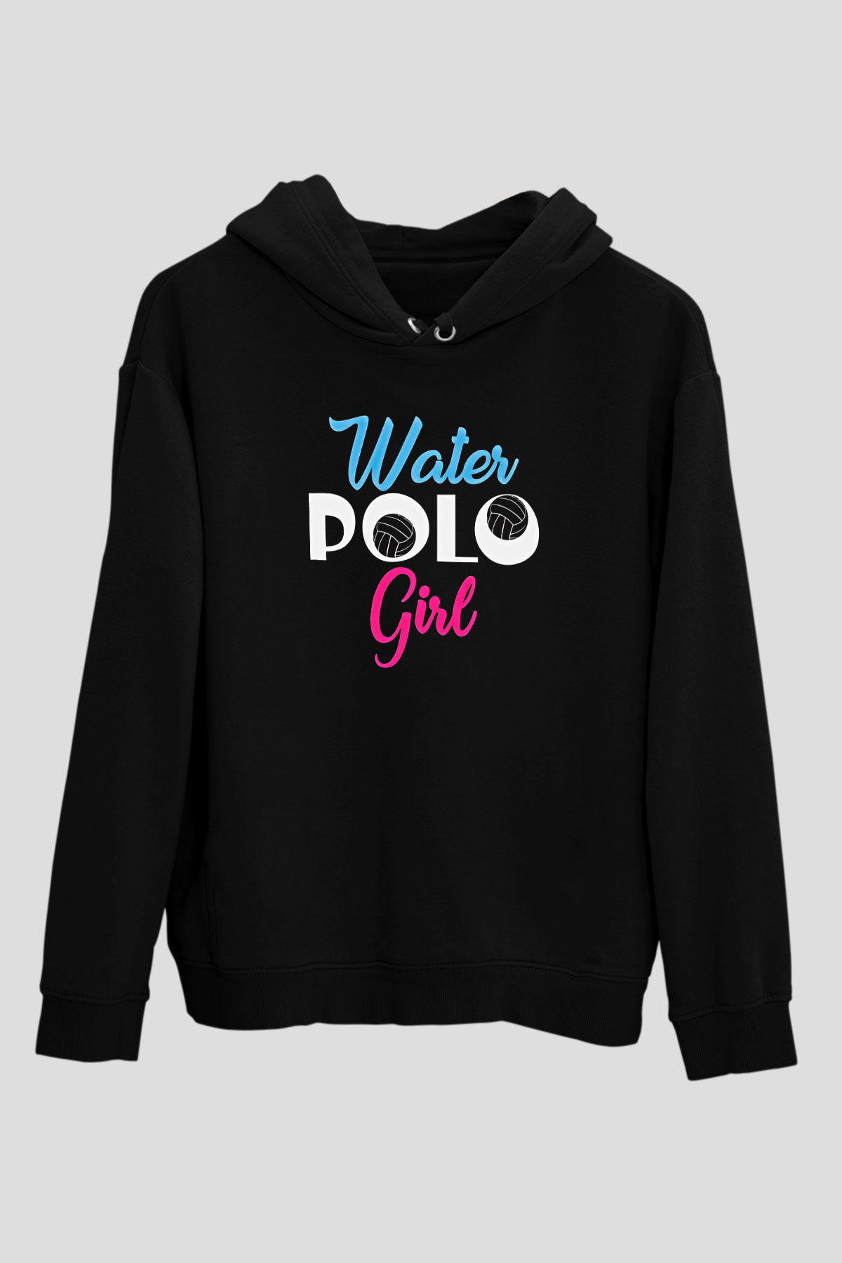 Su Topu - Water Polo Baskılı Unisex Siyah Kapüşonlu Sweatshirt