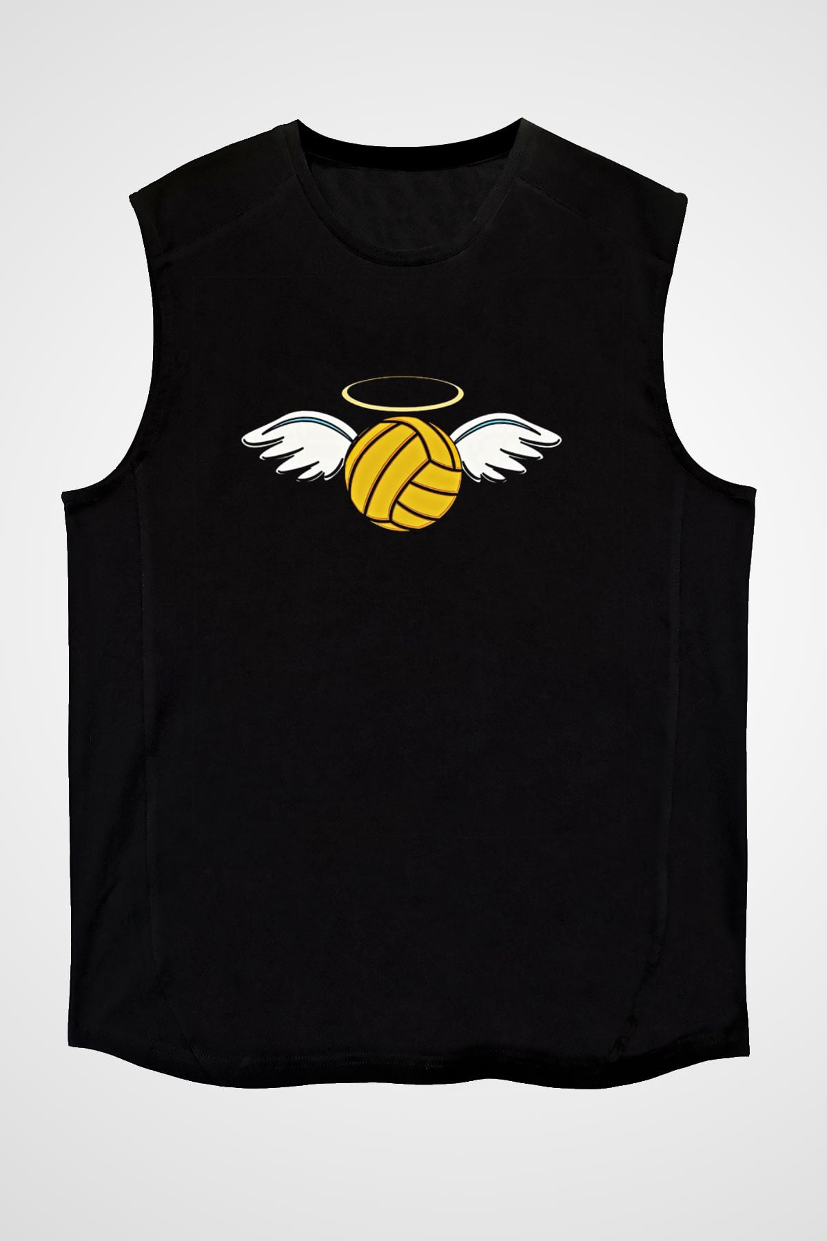 Su Topu - Water Polo Baskılı Unisex Siyah Kolsuz Tişört