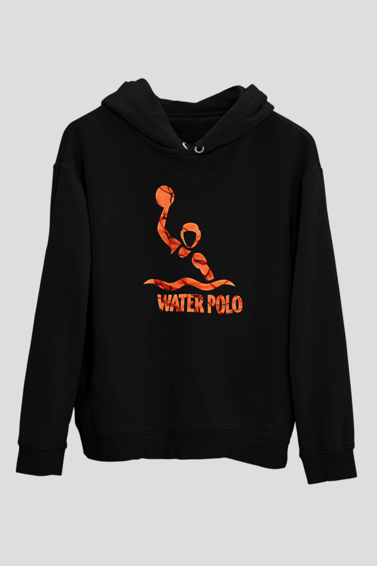 Su Topu - Water Polo Baskılı Unisex Siyah Kapüşonlu Sweatshirt