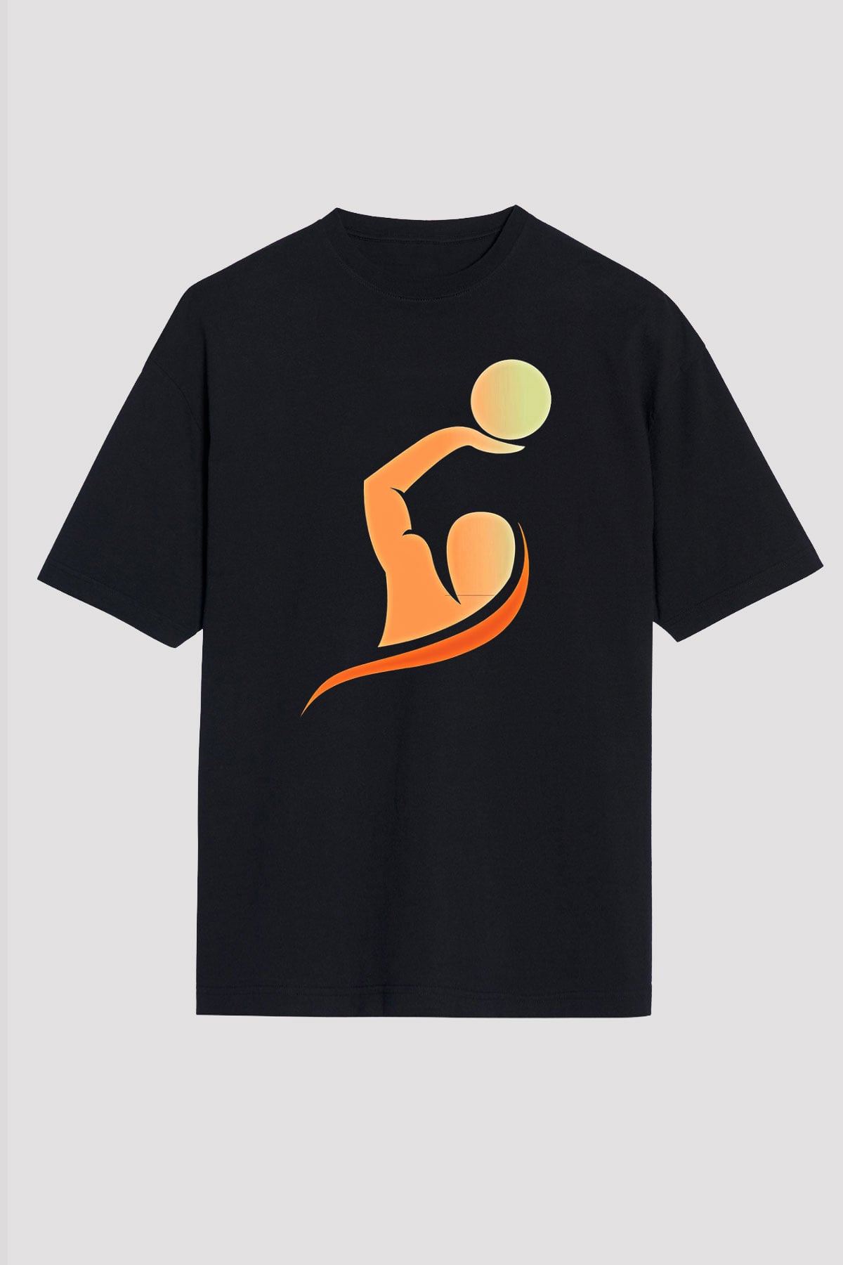 Su Topu - Water Polo Baskılı Unisex Siyah Oversize Tişört