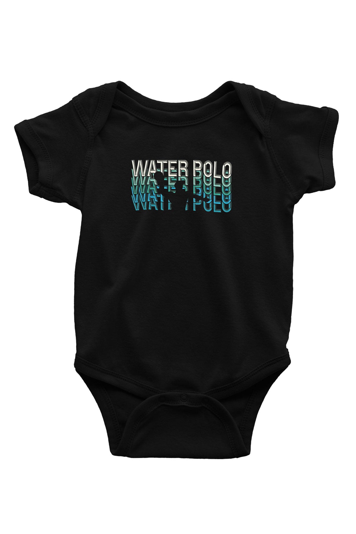 Su Topu - Water Polo Baskılı Unisex Siyah Bebek Body - Zıbın