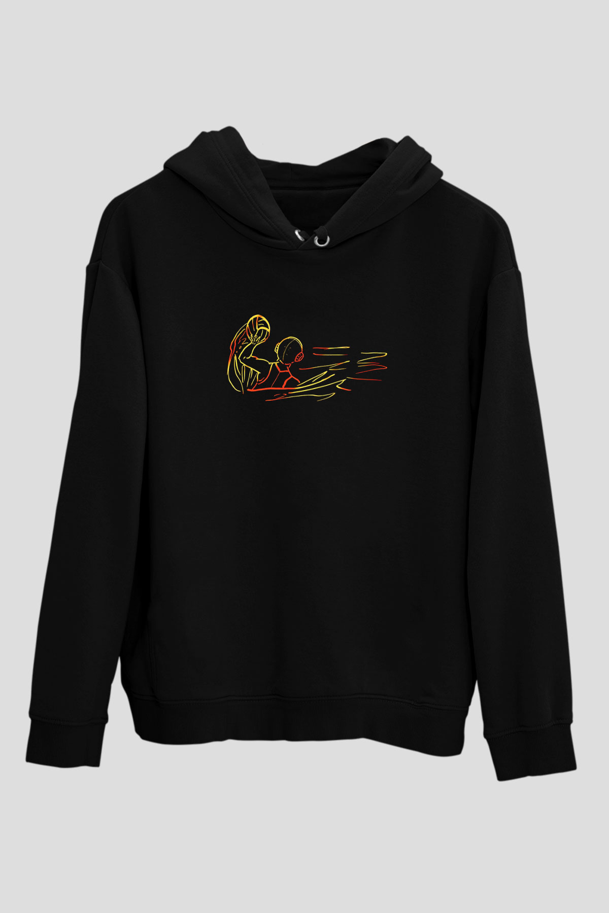Su Topu - Water Polo Baskılı Unisex Siyah Kapüşonlu Sweatshirt