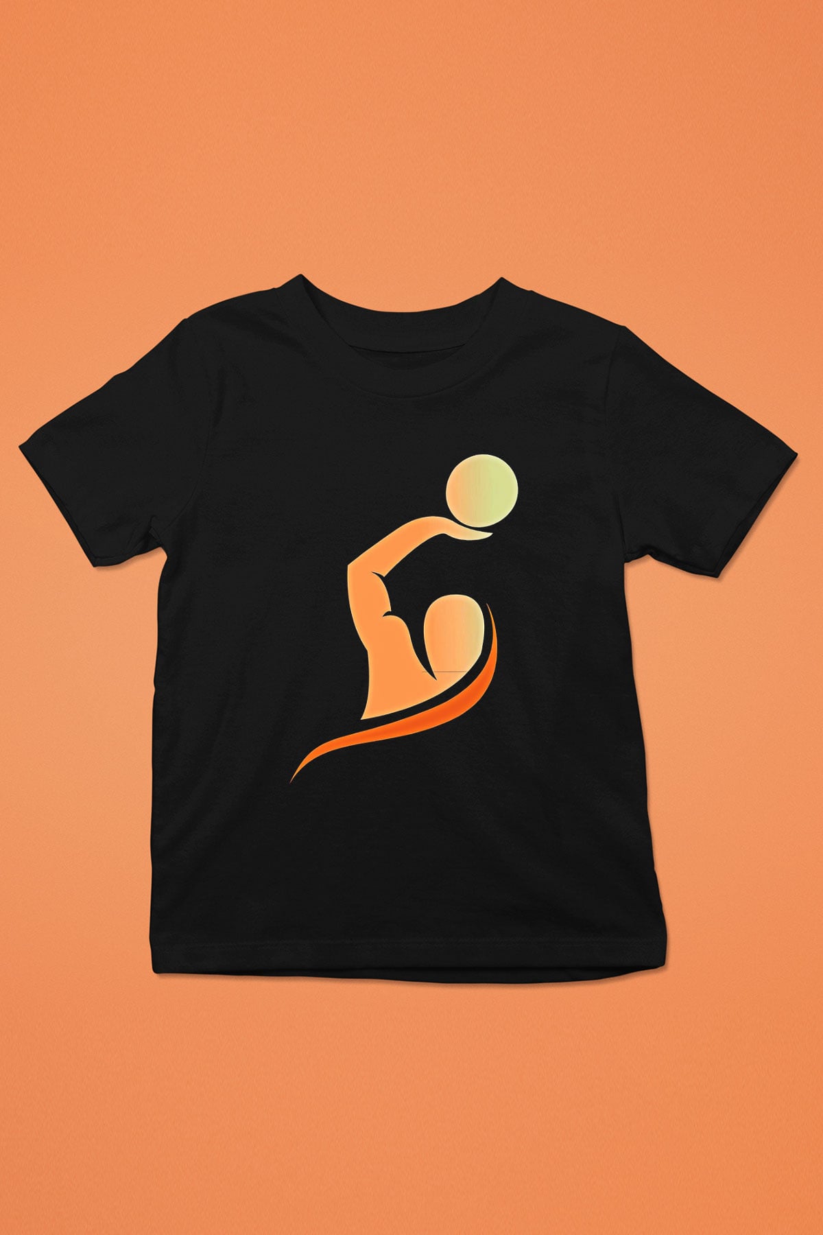 Su Topu - Water Polo Baskılı Unisex Siyah Çocuk Tİşörtü - Tshirt