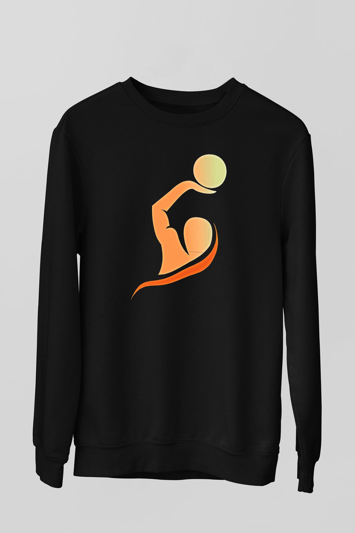Su Topu - Water Polo Baskılı Unisex Siyah Sweatshirt
