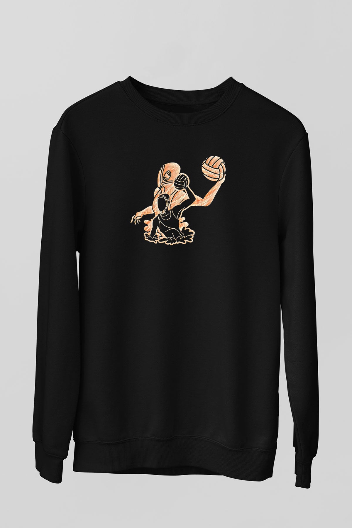 Su Topu - Water Polo Baskılı Unisex Siyah Sweatshirt