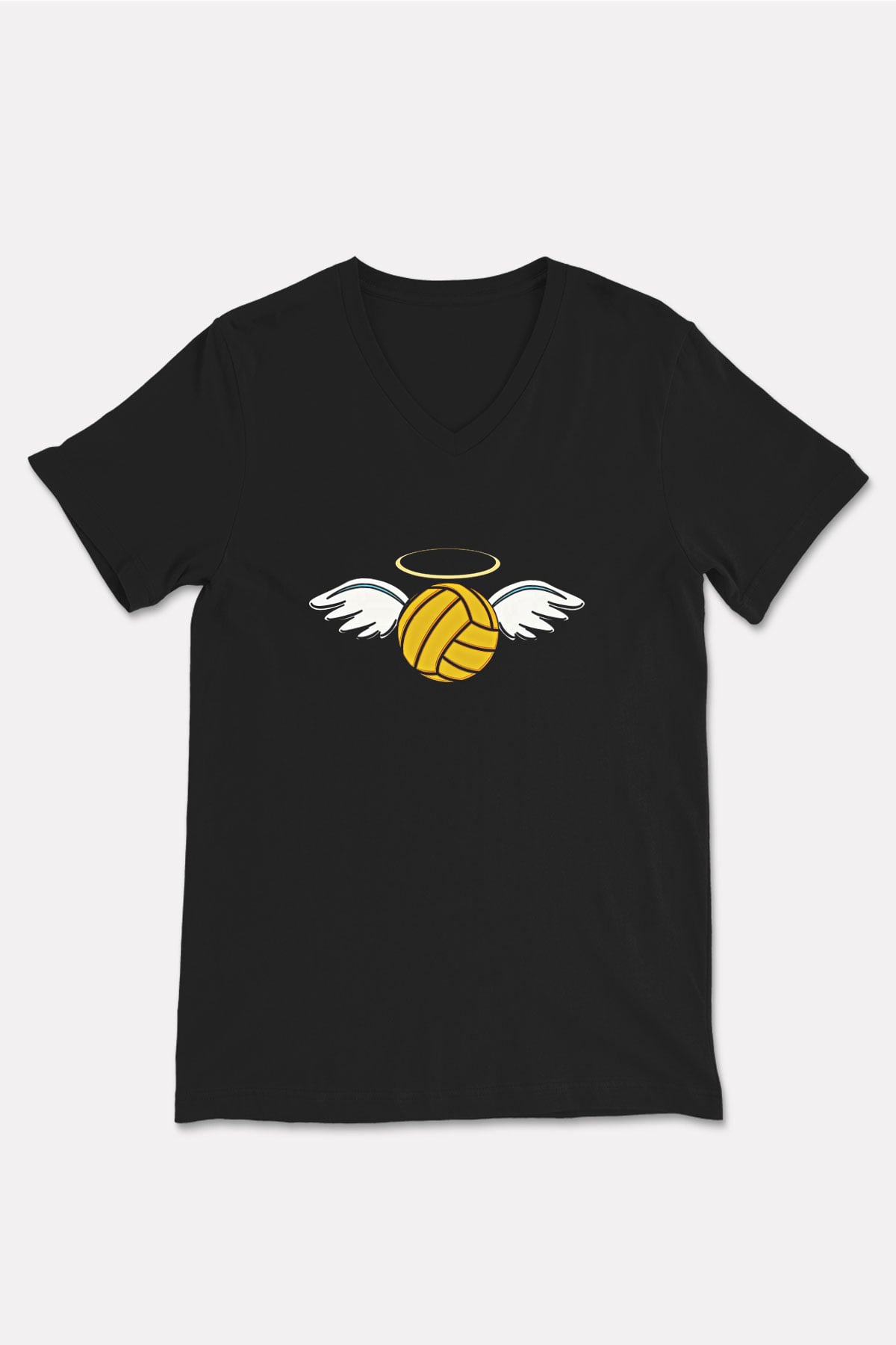 Su Topu - Water Polo Baskılı Unisex Siyah V Yaka Tişört