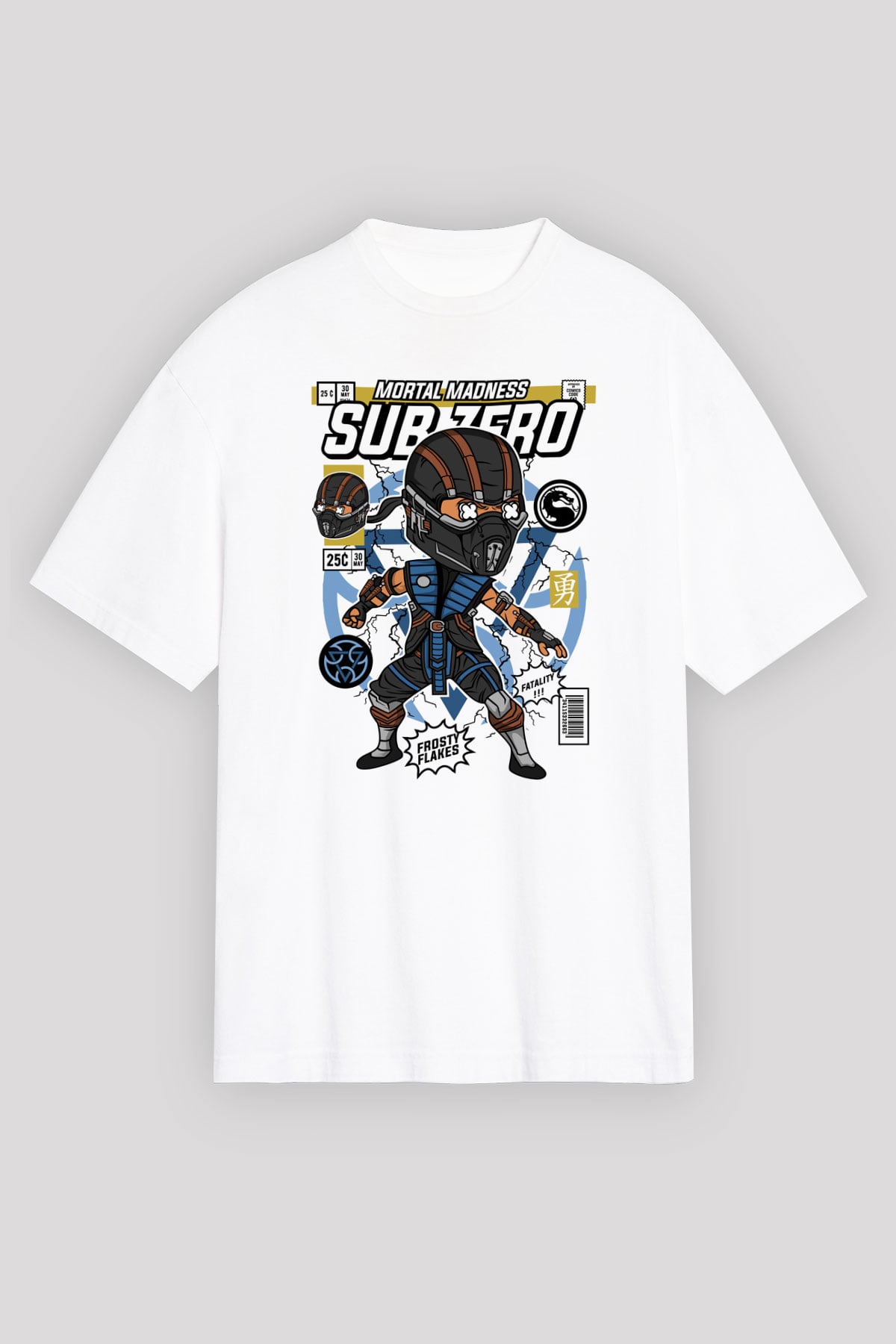 Sub Zero Baskılı Unisex Beyaz Oversize Tişört