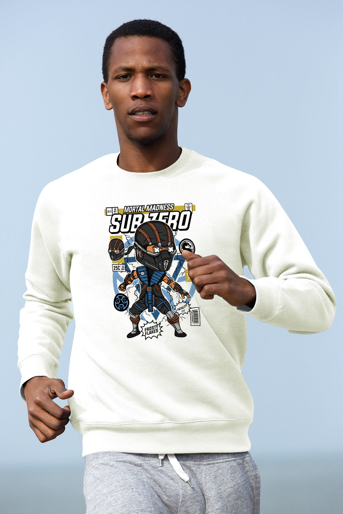 Sub Zero Baskılı Unisex Beyaz Sweatshirt