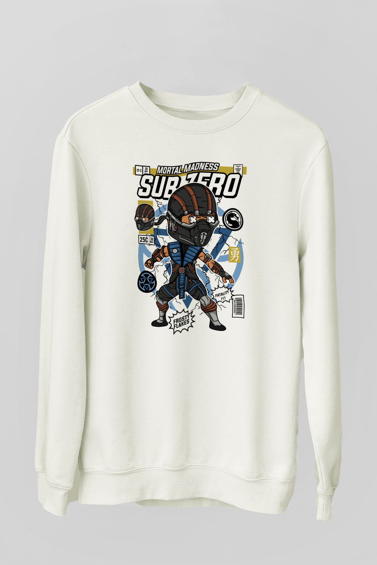 Sub Zero Baskılı Unisex Beyaz Sweatshirt