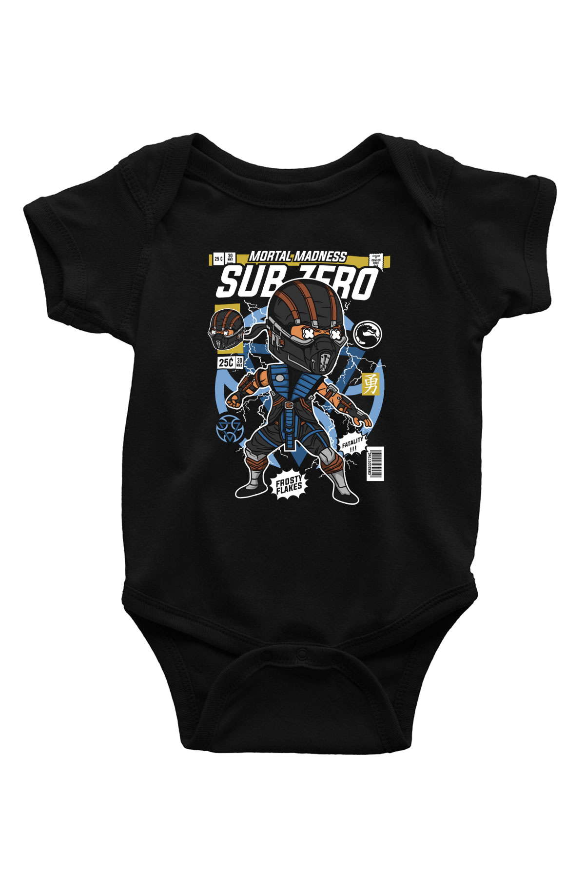 Subzero Baskılı Unisex Siyah Bebek Body - Zıbın