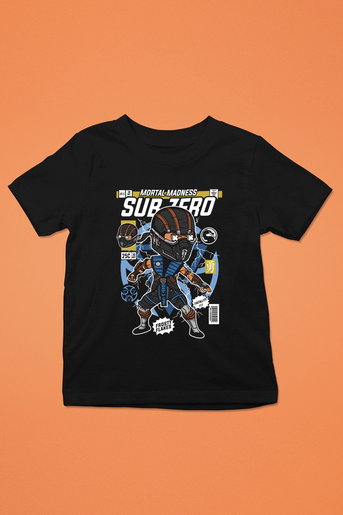 Subzero Baskılı Unisex Siyah Çocuk Tişört
