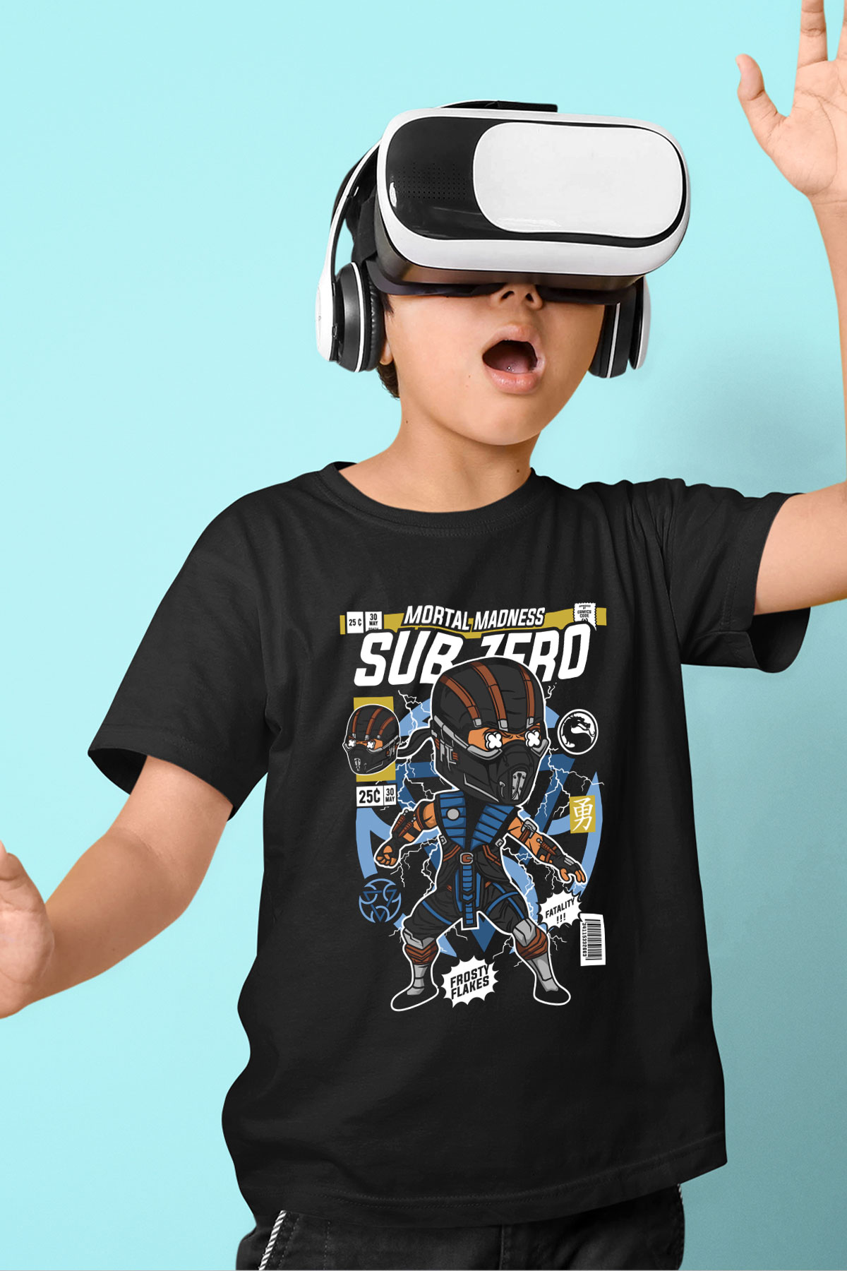 Subzero Baskılı Unisex Siyah Çocuk Tişört