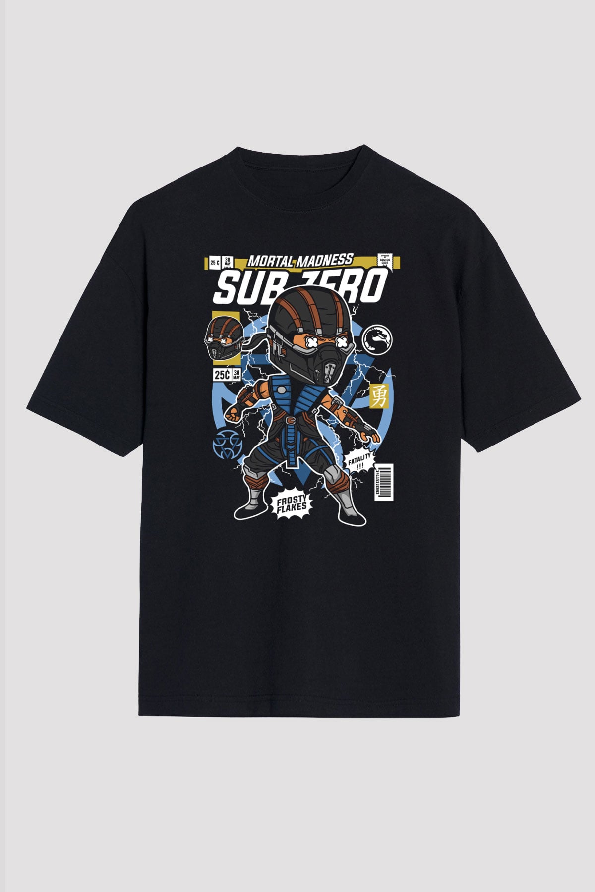 Subzero Baskılı Unisex Siyah Oversize Tişört
