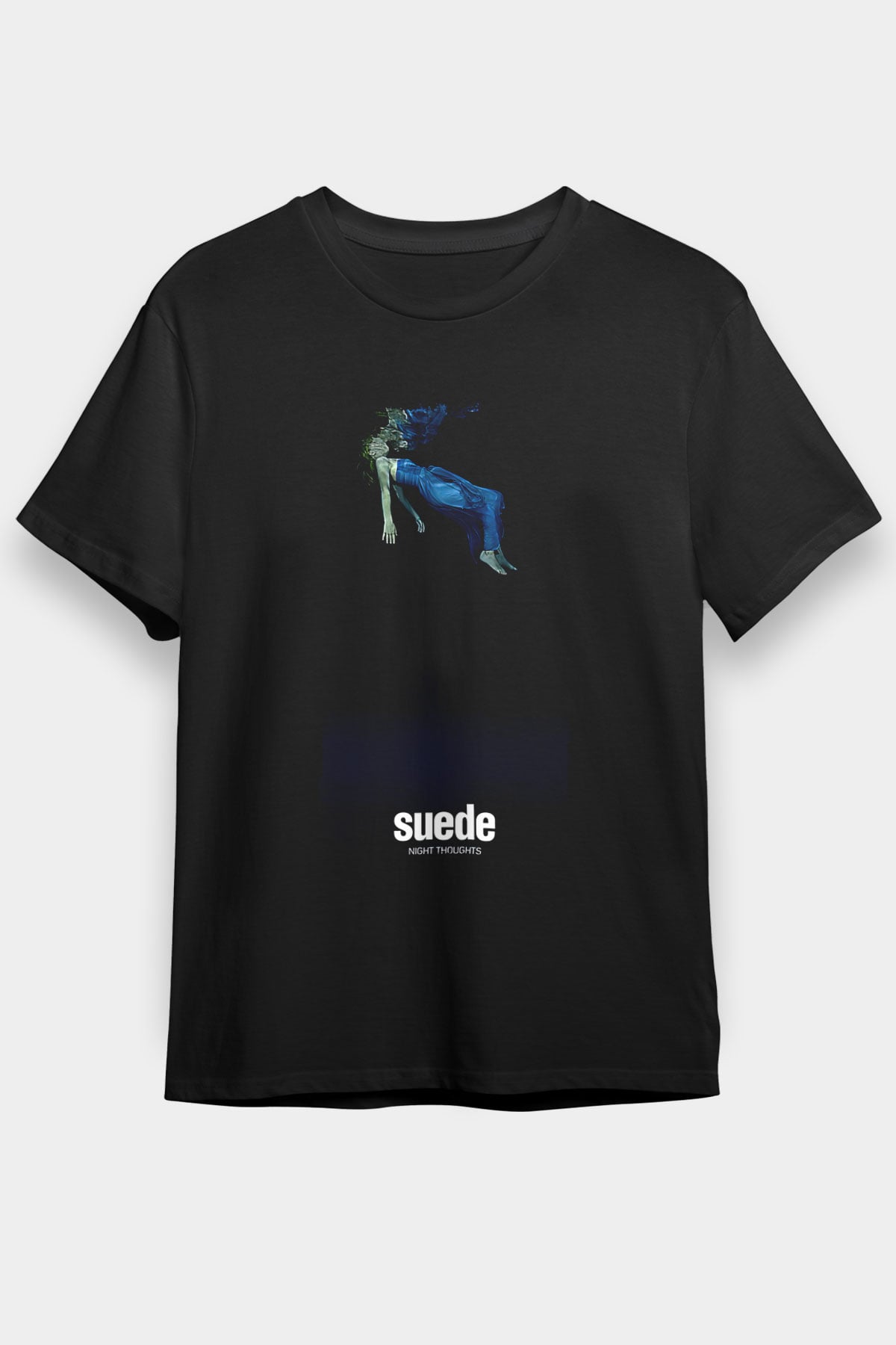Suede Baskılı Unisex Siyah Tişört - Tshirt