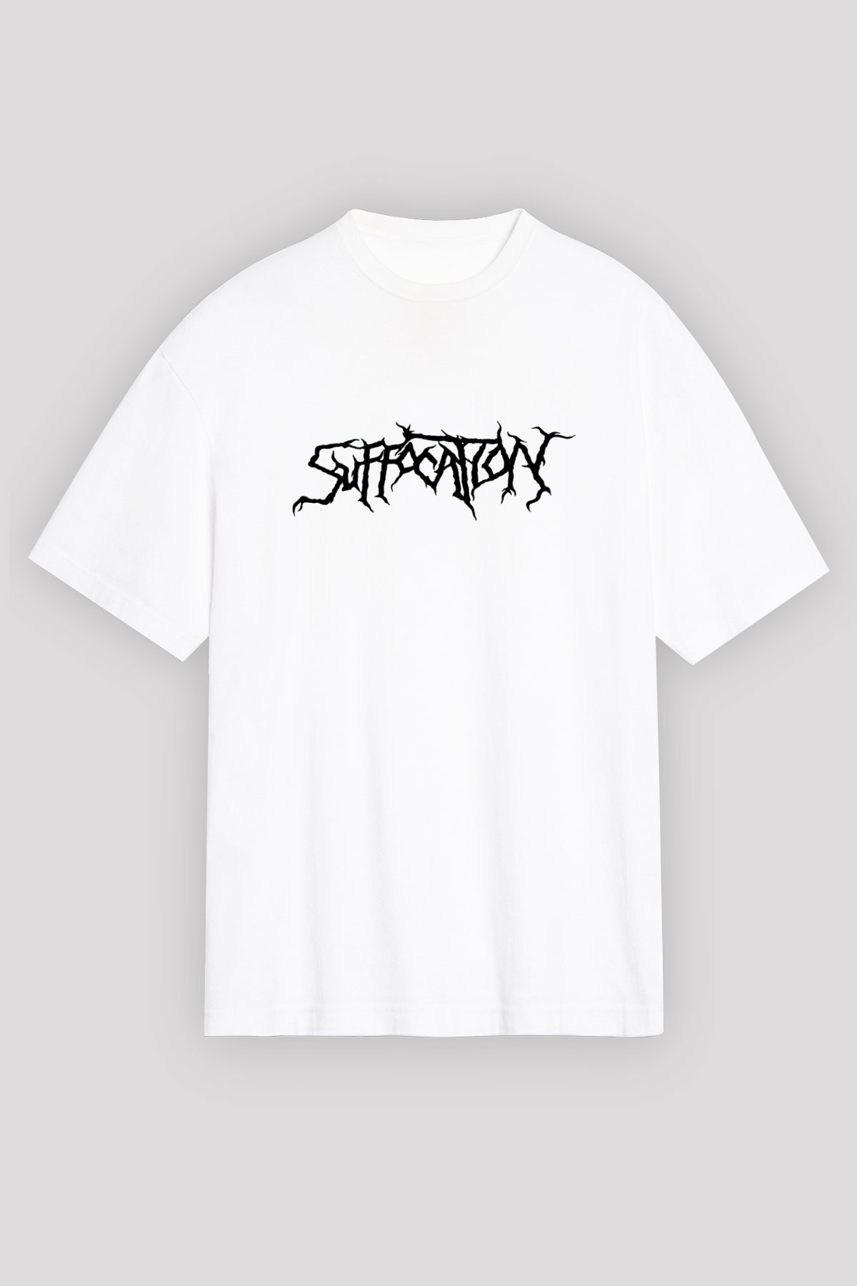 Suffocation Beyaz Unisex Oversize Tişört T-Shirt - Oversize Tişört Fabrikası