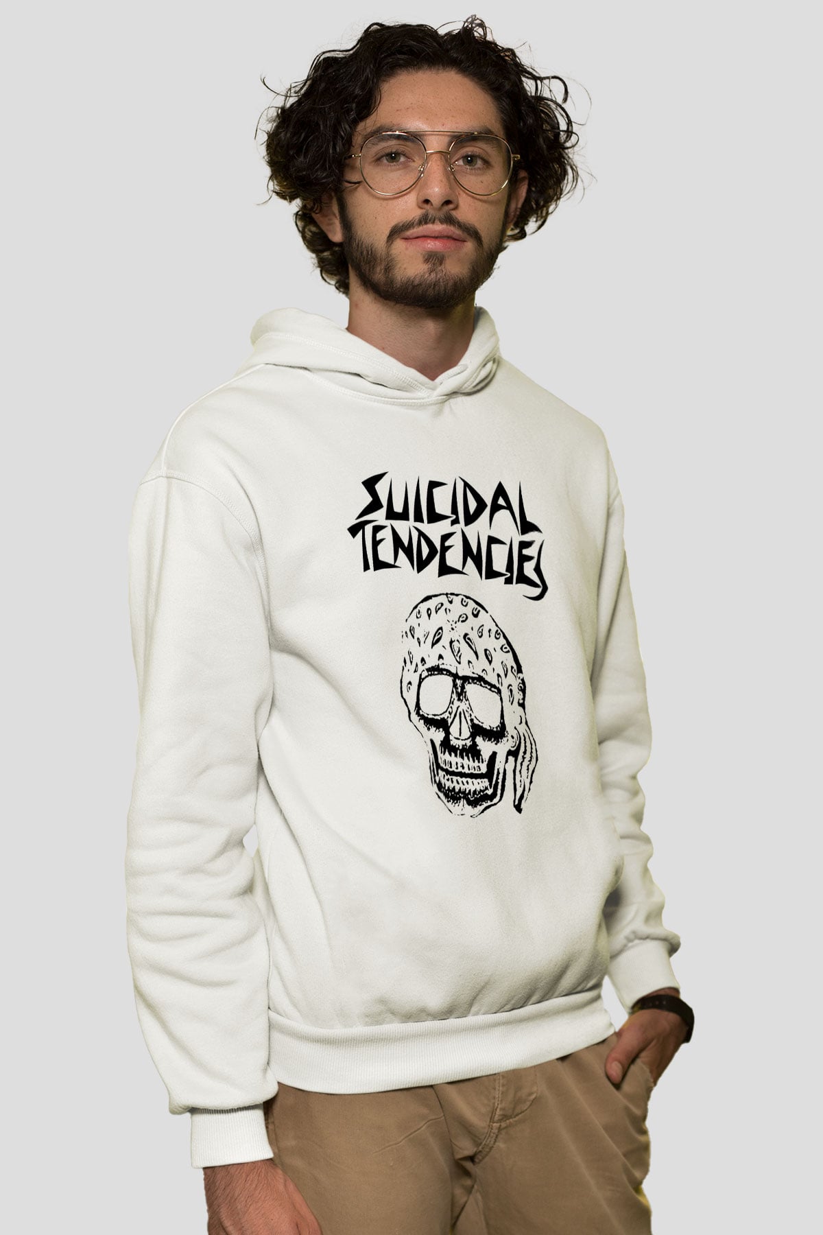 Suicidal Tendencies Beyaz Unisex Kapşonlu Sweatshirt