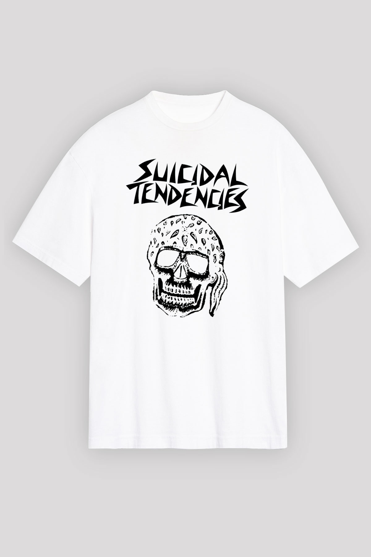 Suicidal Tendencies Beyaz Unisex Oversize Tişört T-Shirt - Oversize Tişört Fabrikası