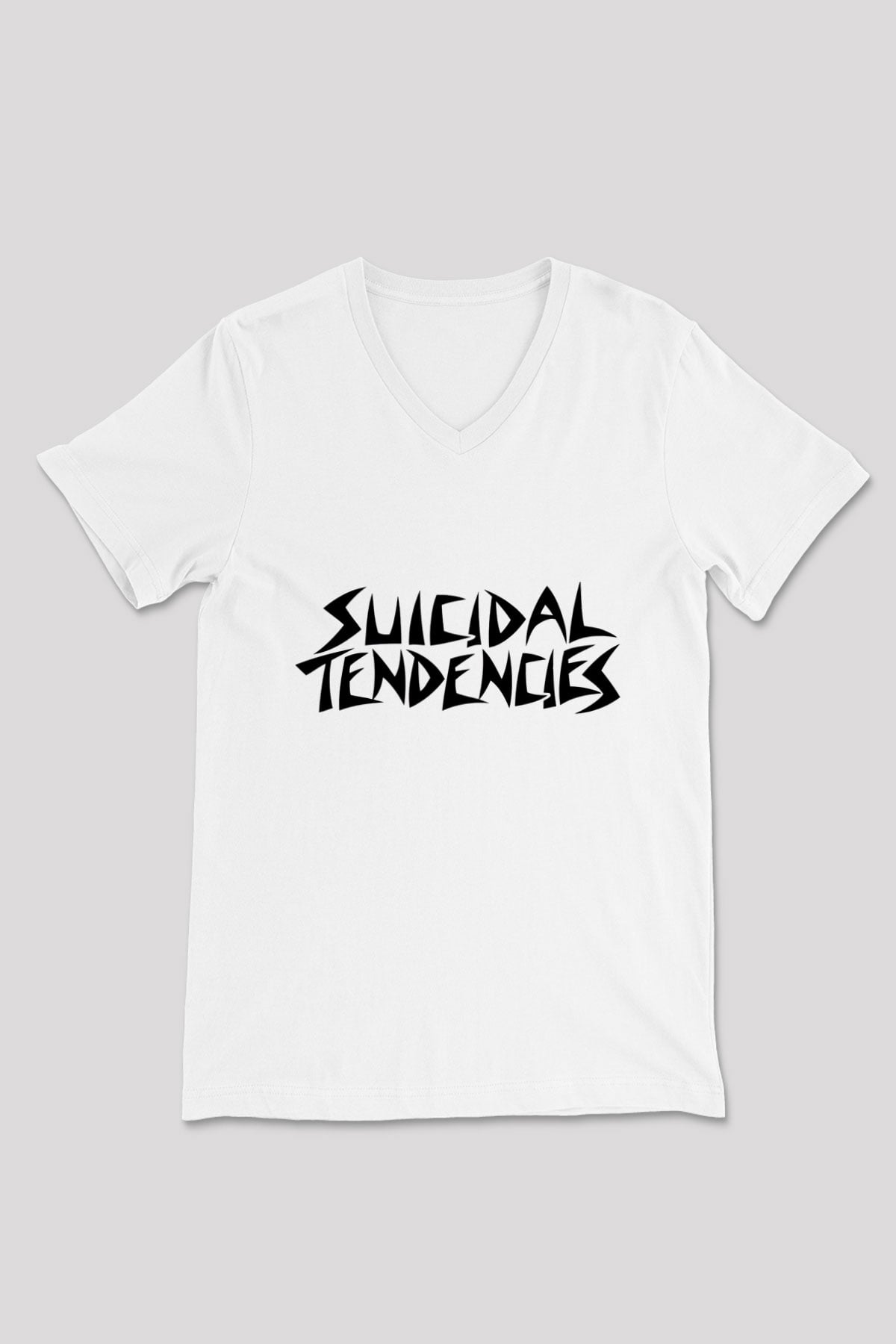 Suicidal Tendencies Beyaz Unisex V Yaka Tişört T-Shirt - V Yaka Tişört Fabrikası