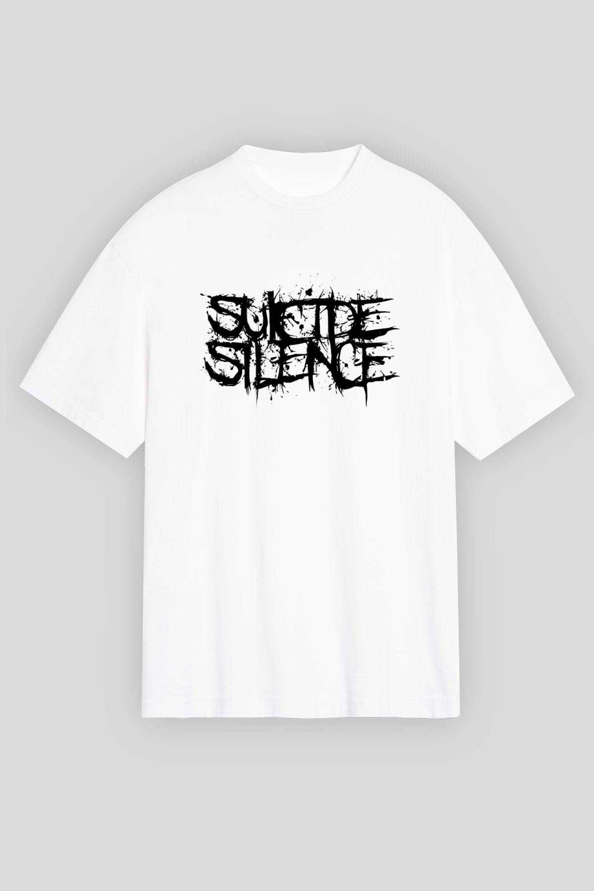 Suicide Silence Beyaz Unisex Oversize Tişört T-Shirt - Oversize Tişört Fabrikası