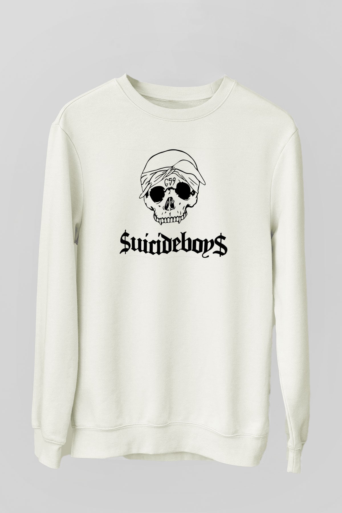 Suicideboys - $uicideboy$ Baskılı Beyaz Unisex Sweatshirt