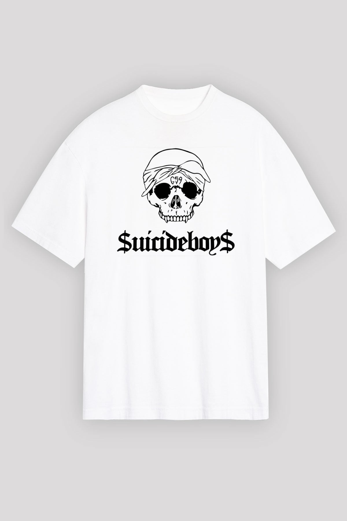 Suicideboys - $uicideboy$ Baskılı Beyaz Unisex Oversize Tişört - Tshirt