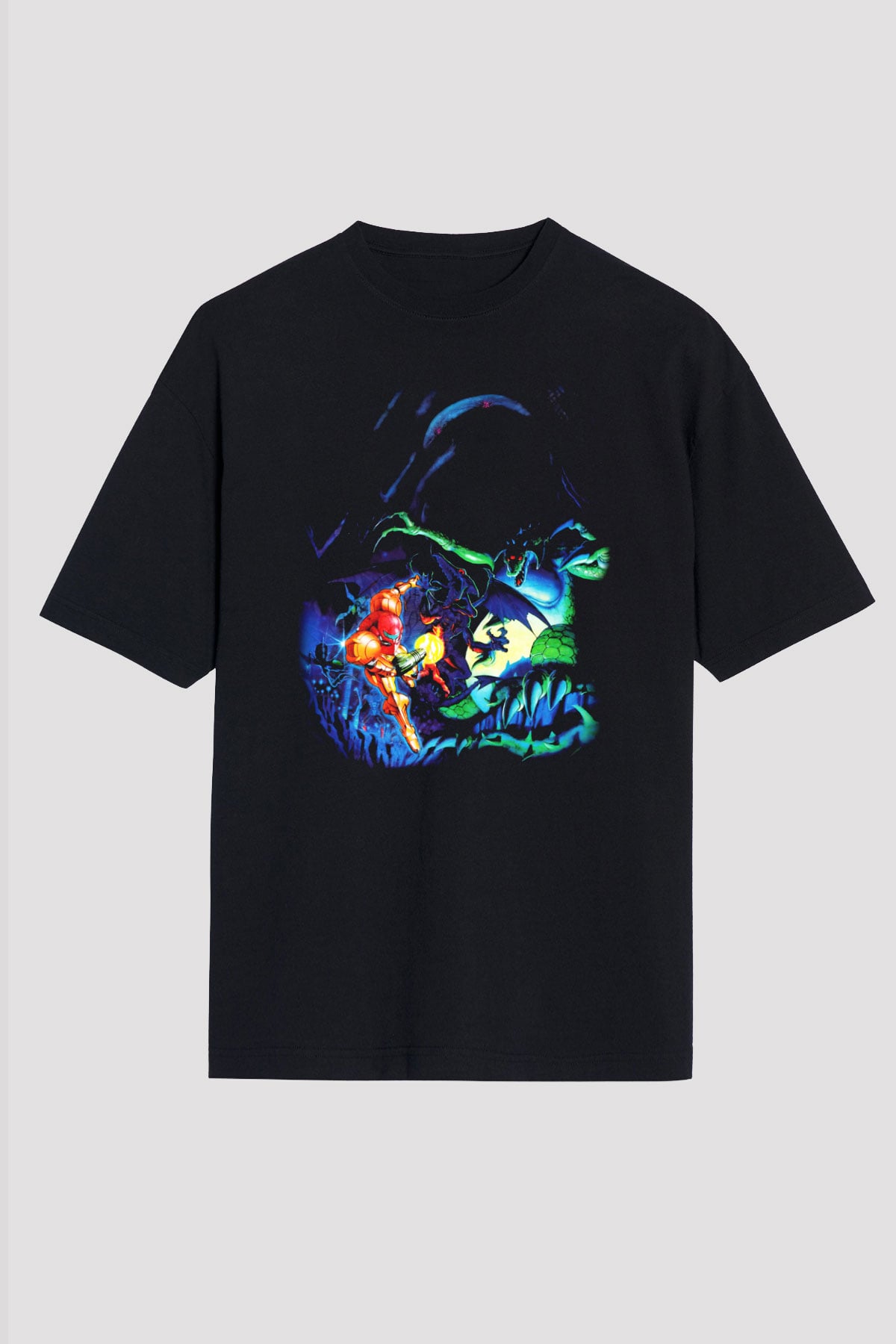 Super Metroid Cartridge Art Siyah Unisex Oversize Tişört