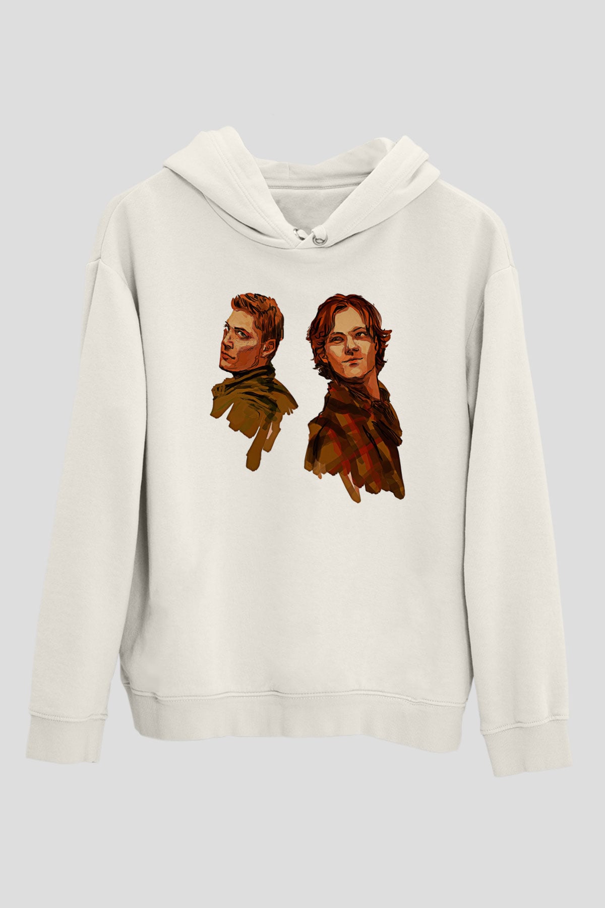 Supernatural Baskılı Beyaz Unisex Hoodie