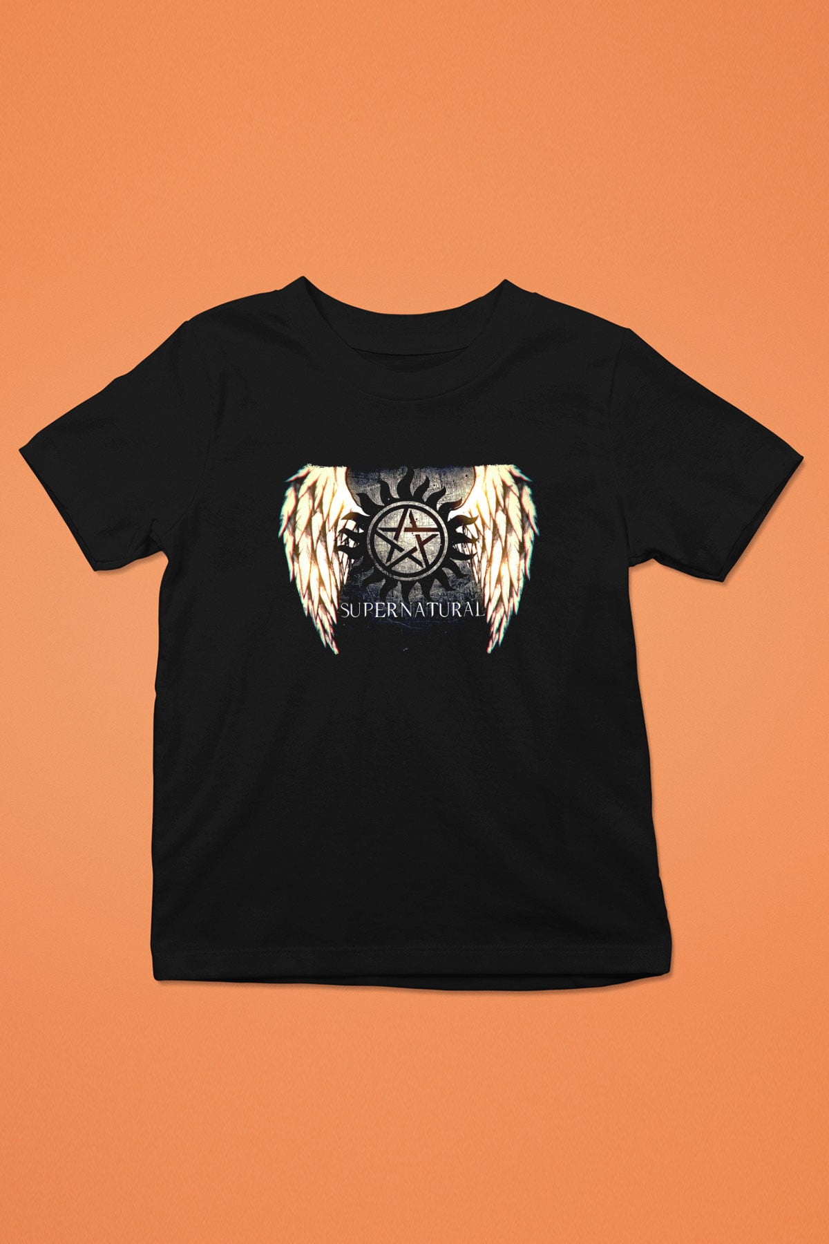 Supernatural Baskılı Unisex Siyah Çocuk Tişört - Tshirt