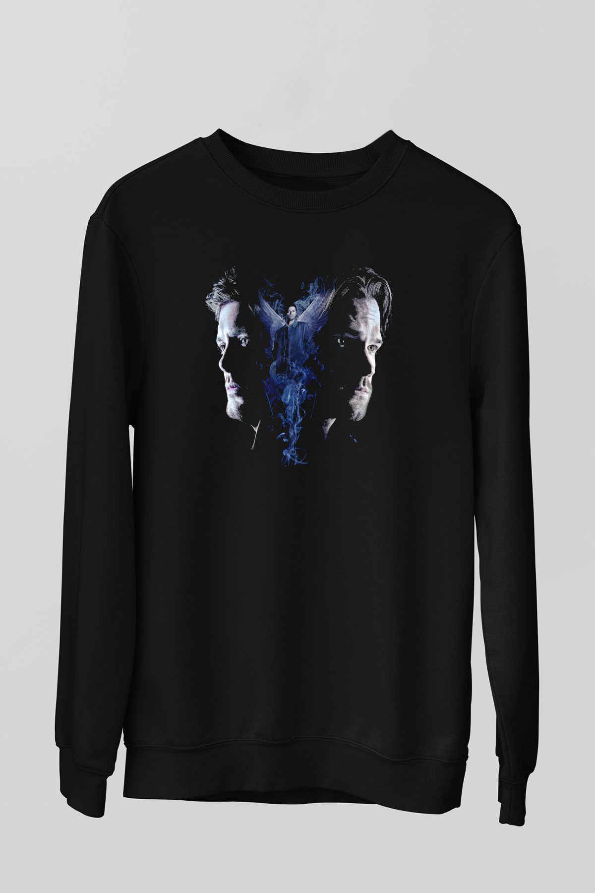 Supernatural Baskılı Unisex Siyah Sweatshirt