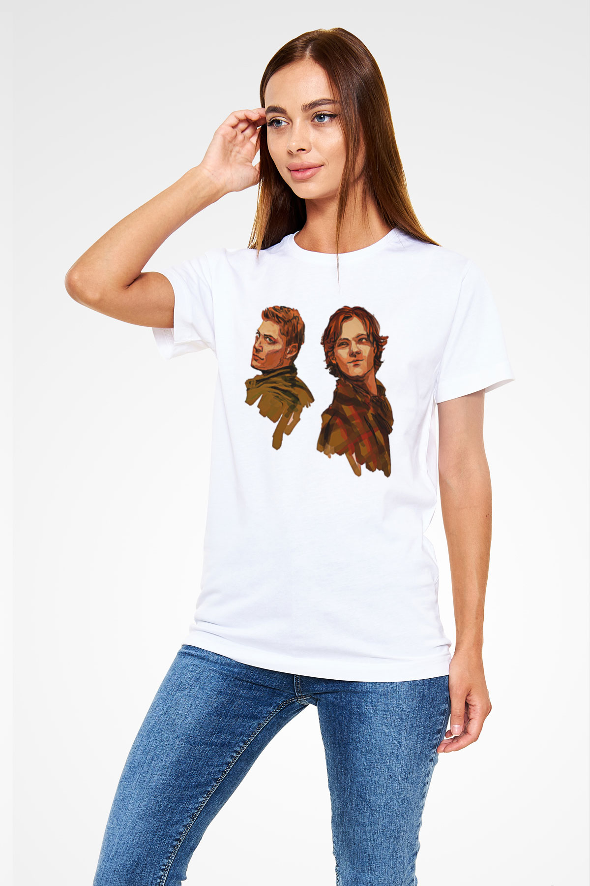 Supernatural Unisex Baskılı Beyaz Tişört - Tshirt