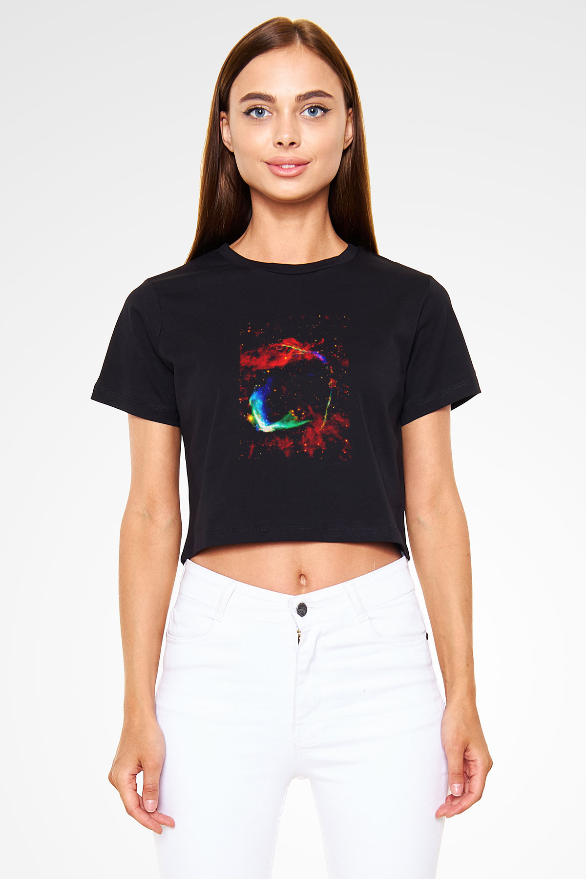 Süpernova Siyah Crop Top Tişört
