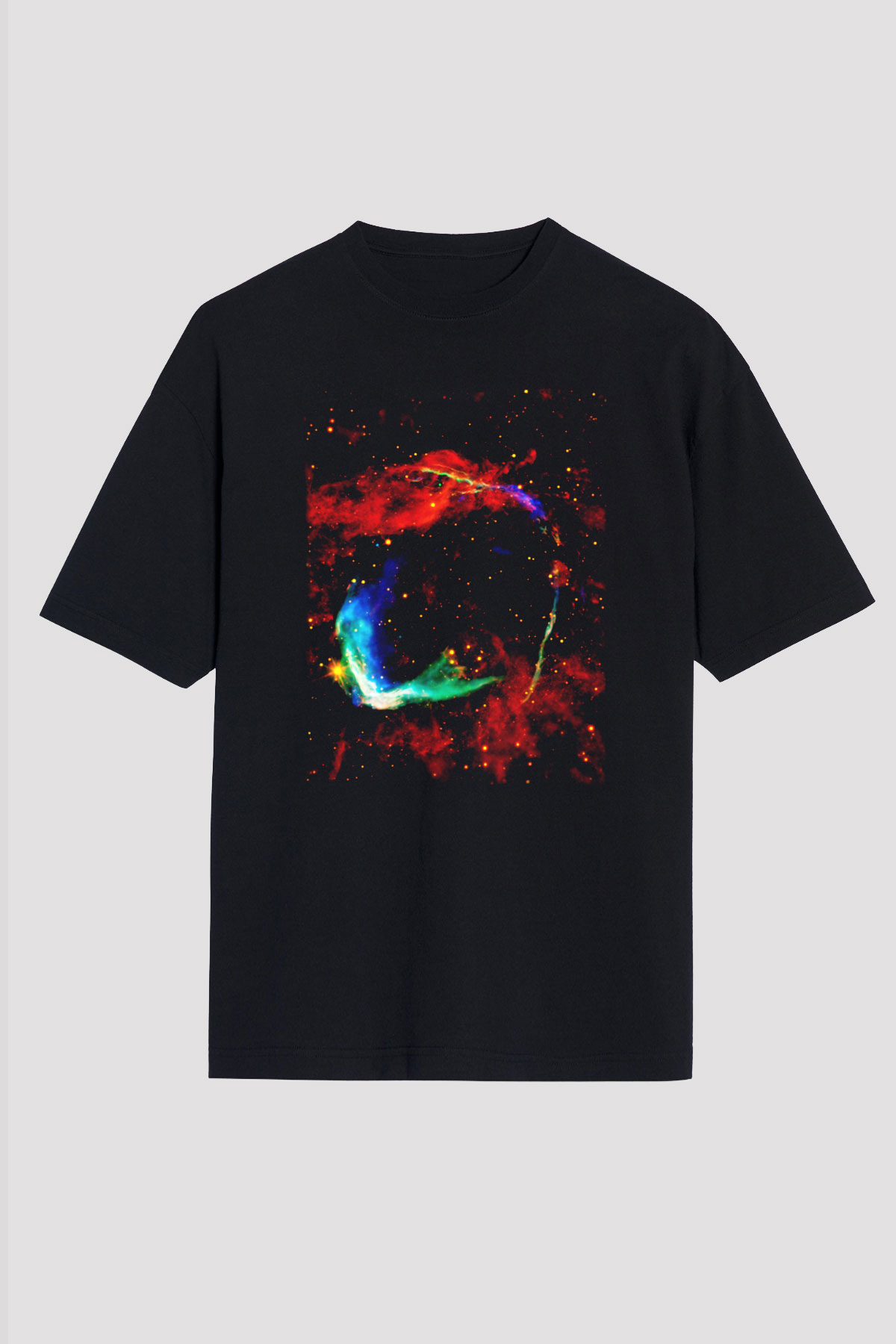 Süpernova Siyah Unisex Oversize Tişört T-Shirt