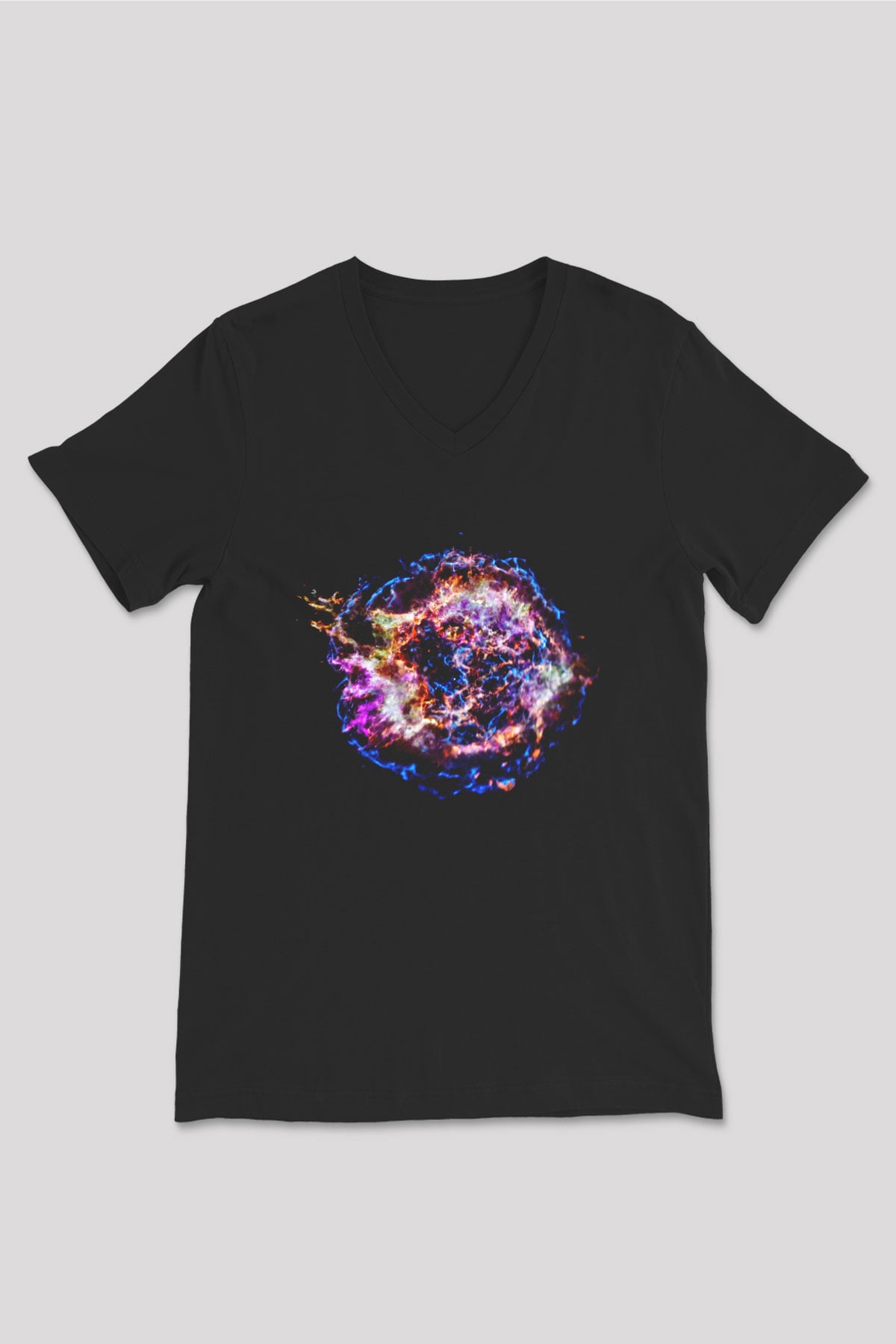Süpernova Siyah Unisex V Yaka Tişört T-Shirt