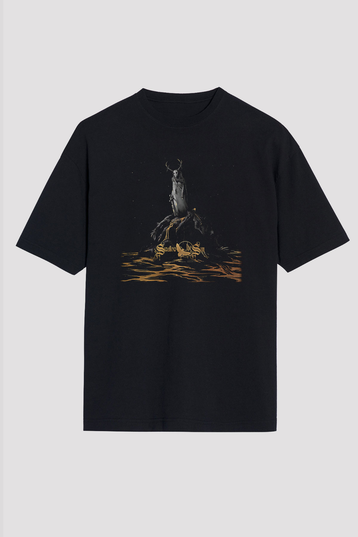 Swallow The Sun Baskılı Unisex Siyah Oversize Tişört - Tshirt