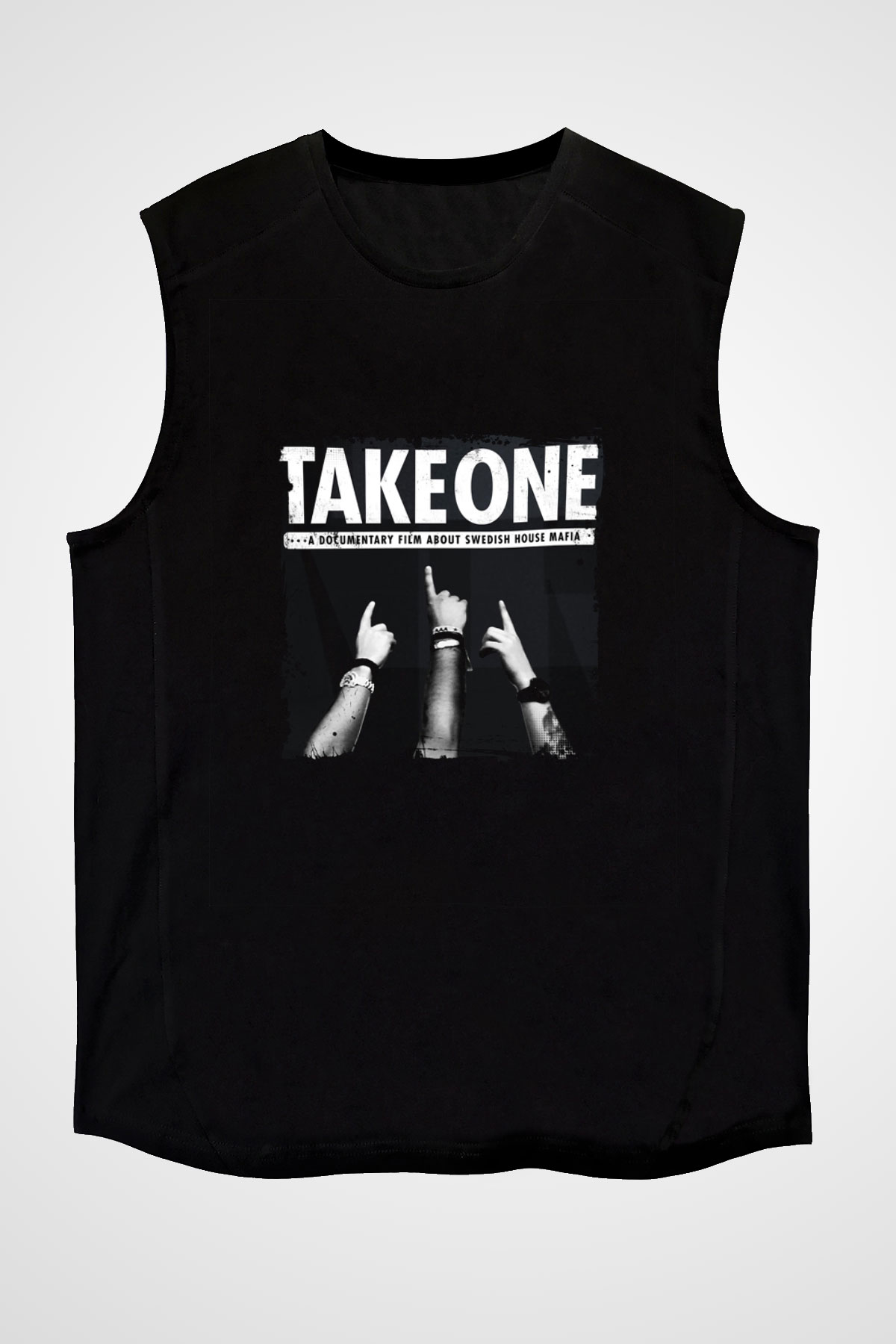 Swedish House Mafia Baskılı Unisex Siyah Kolsuz Tişört