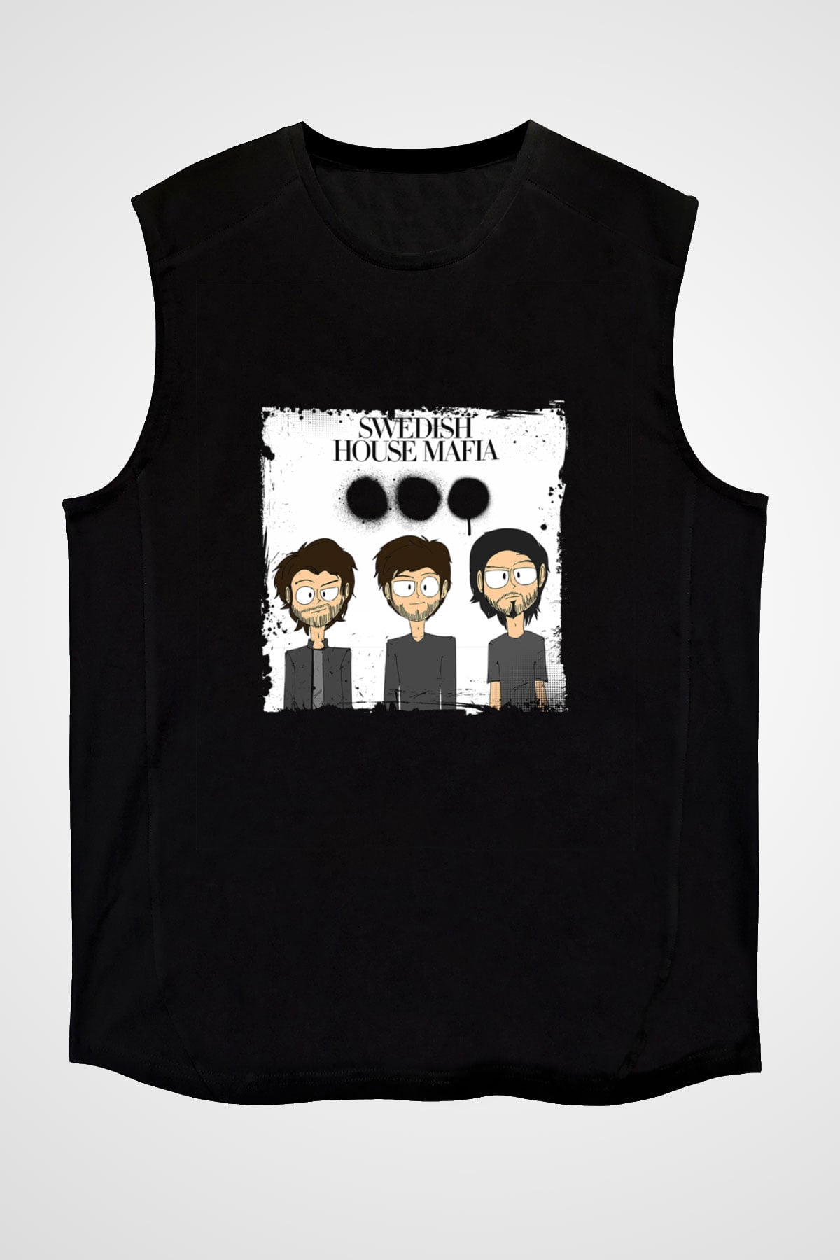 Swedish House Mafia Baskılı Unisex Siyah Kolsuz Tişört